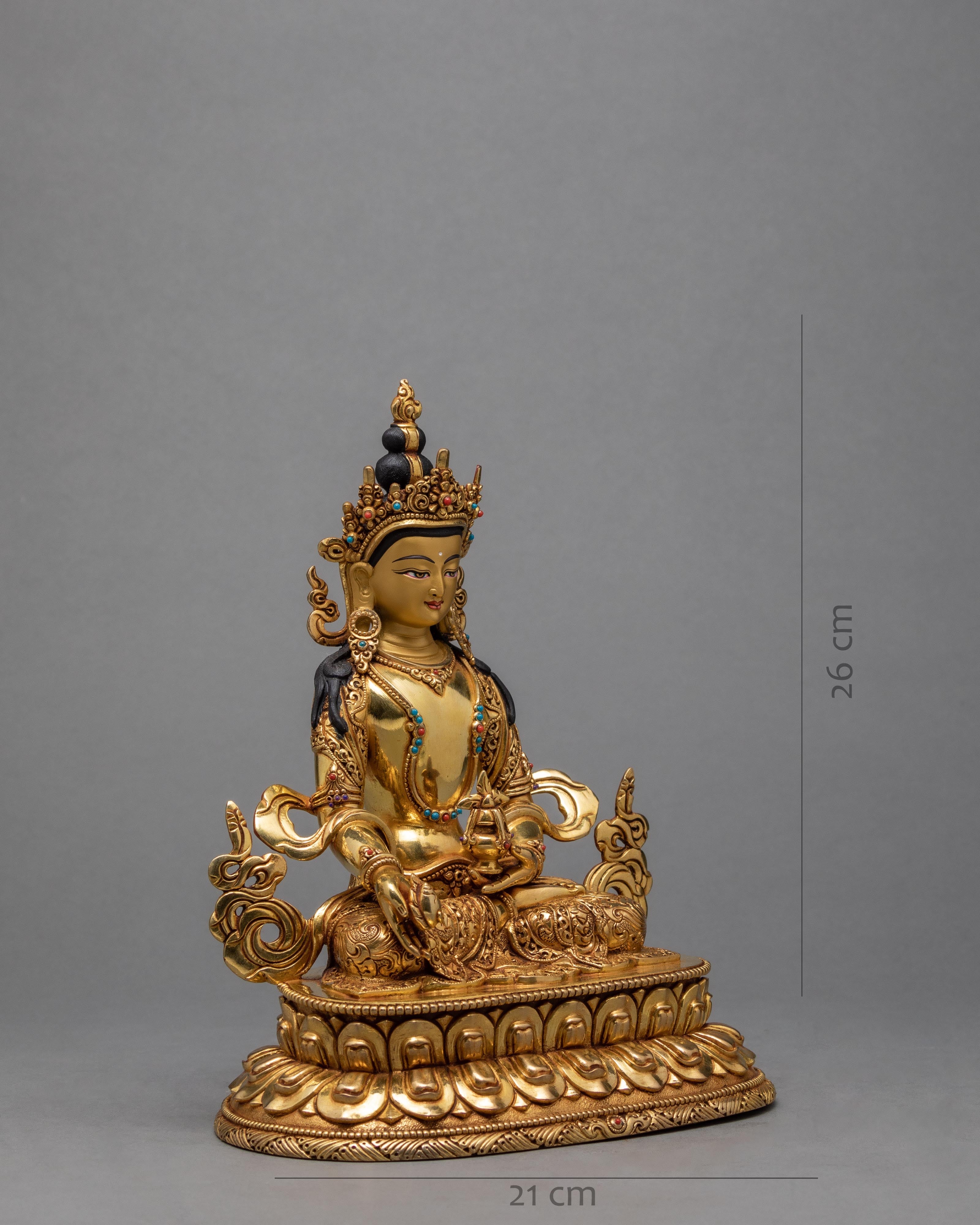 Ksitigarbha Statue | Handmade Gold Plated Ksitigarbha | Himalayan Buddhist Deity