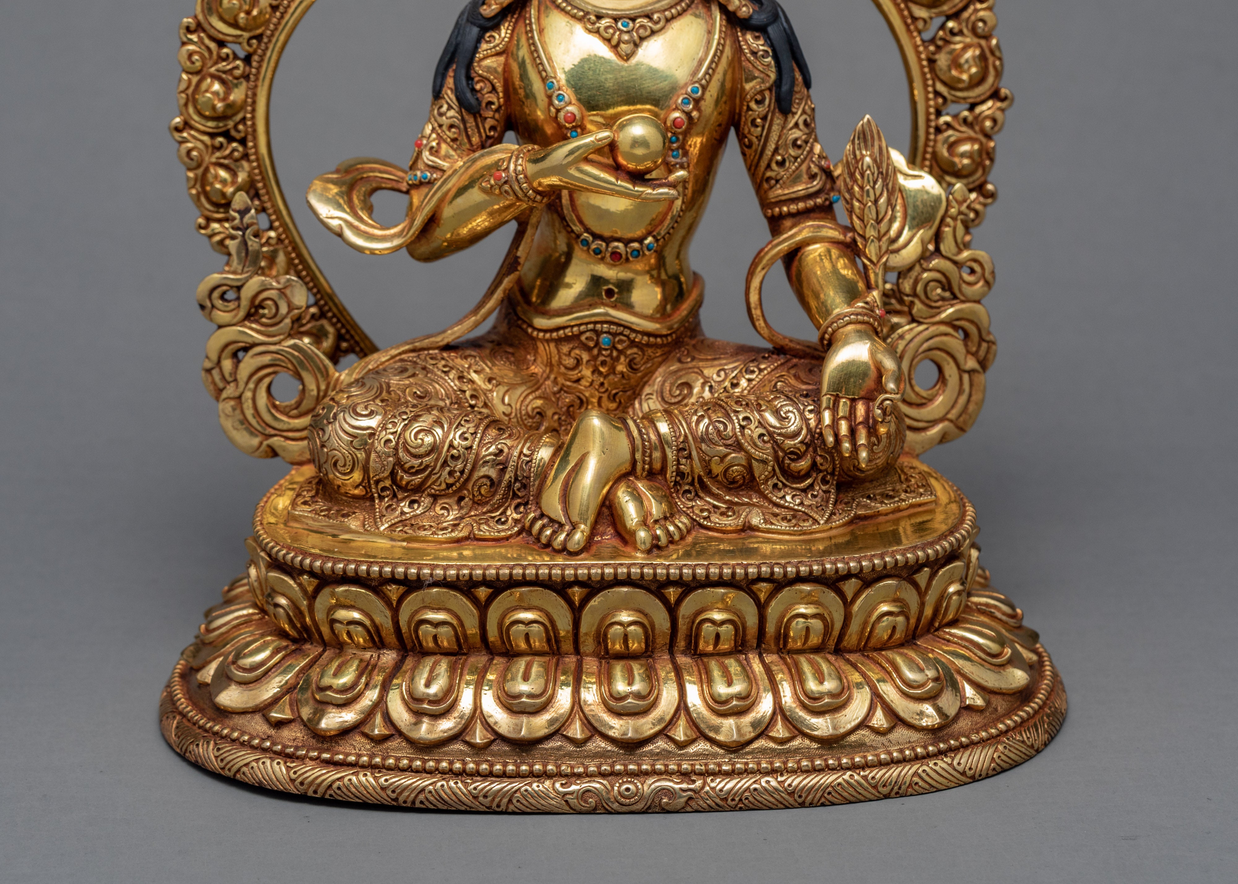 Ksitigarbha Statue | Himalayan Buddhist Diety | 24k Gold Glided Bodhisattva