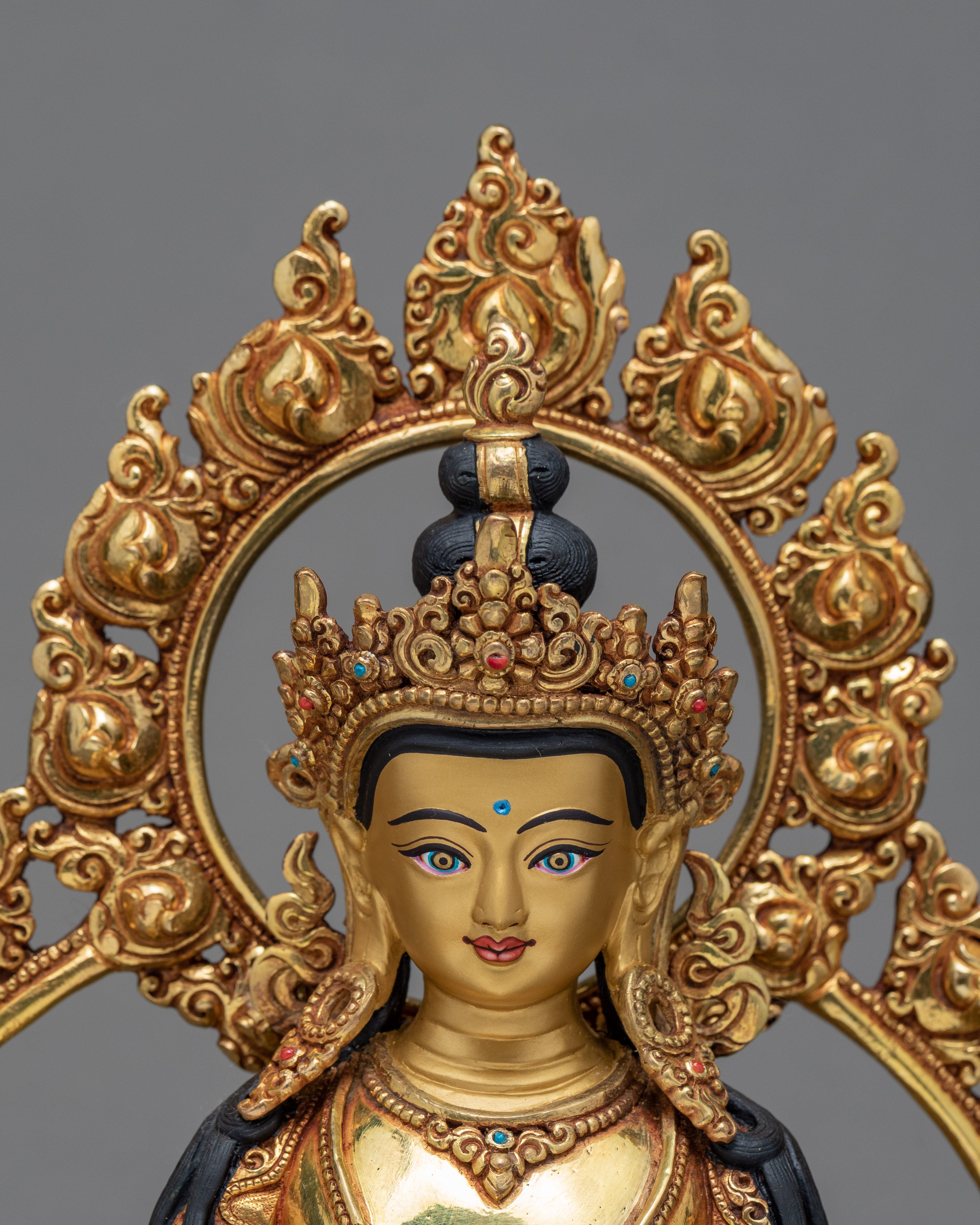 Ksitigarbha Statue | Himalayan Buddhist Diety | 24k Gold Glided Bodhisattva
