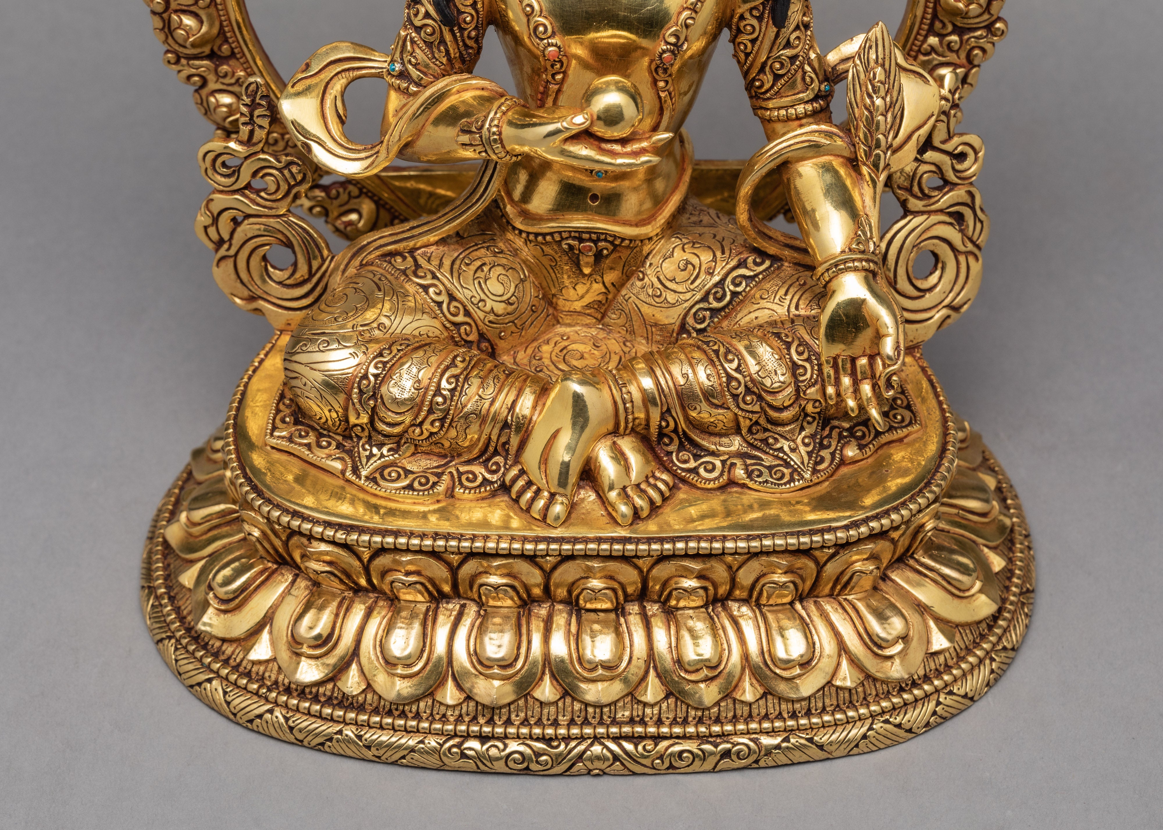 Beautiful Ksitigarbha Statue | Handmade Sambhogakaya Form | Bodhisattva Gilded With 24k Gold