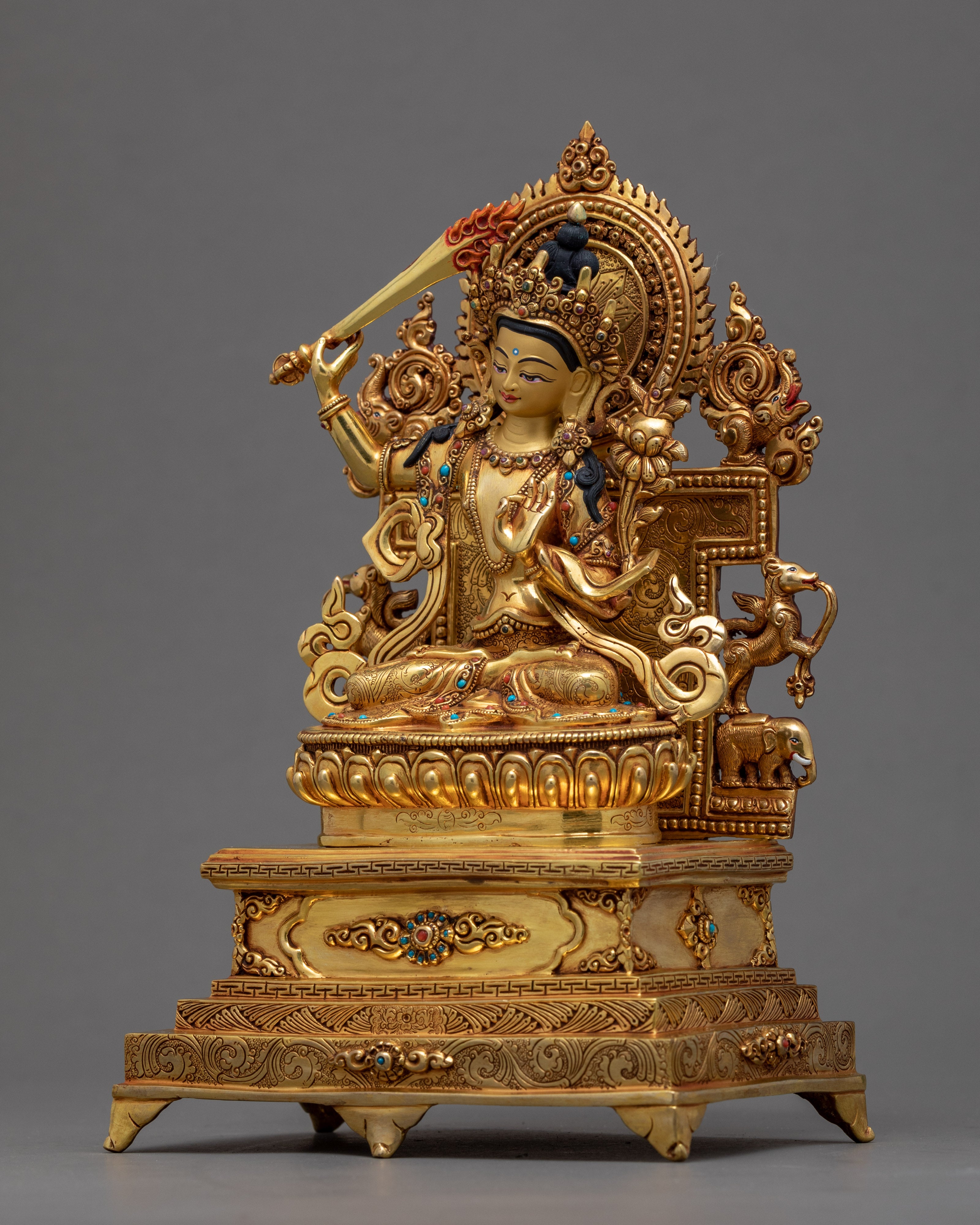 Bodhisattva Manjushri Statue | Traditional Tibetan Sculpture