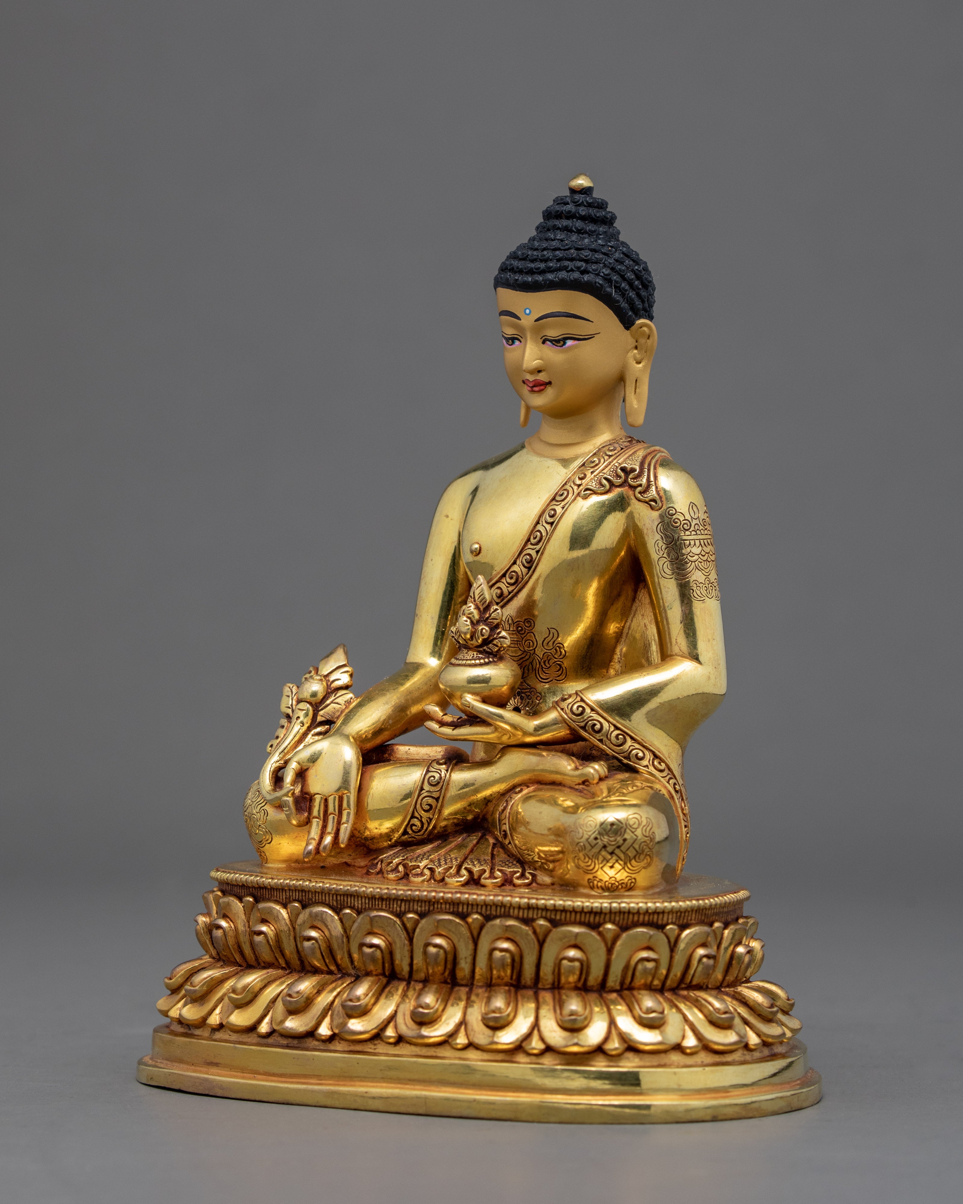 Medicine Buddha | Lapis Lazuli | Gold Gilded Statue