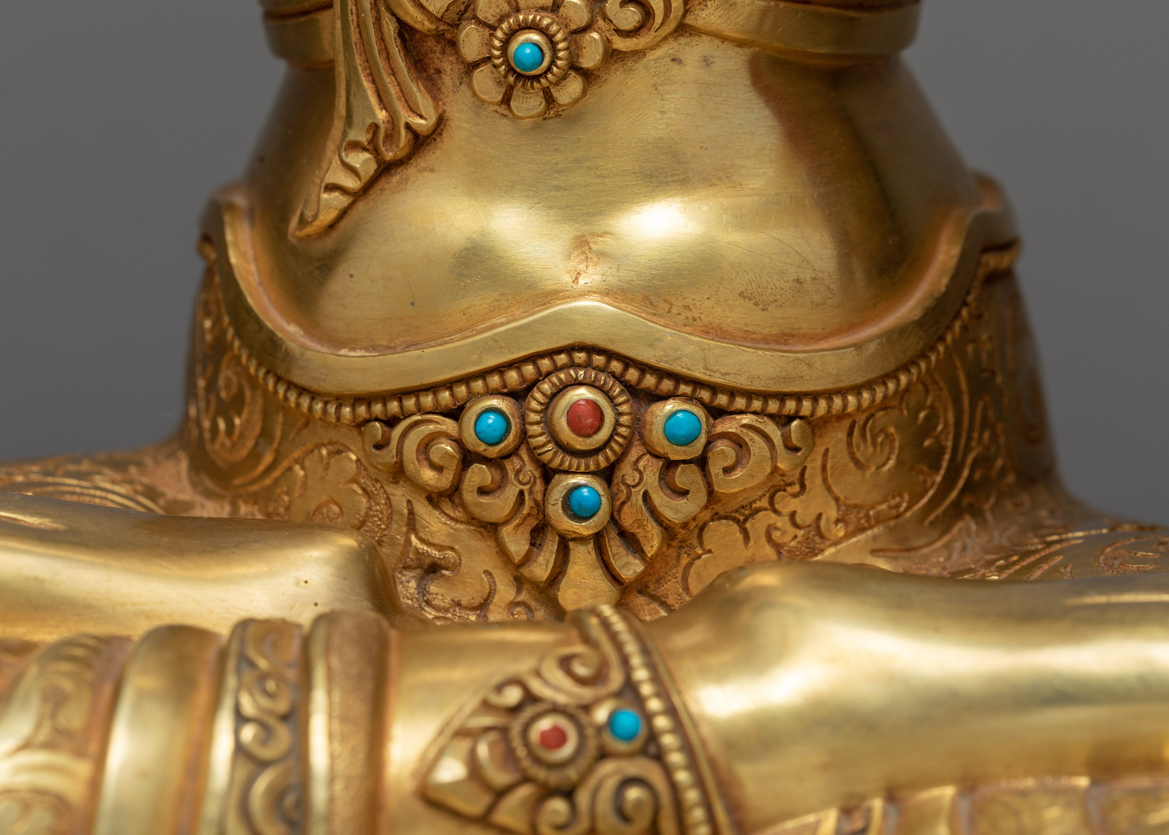 Manjushree Statue | 24k Gold Gilded | Boddhisattva Sculpture
