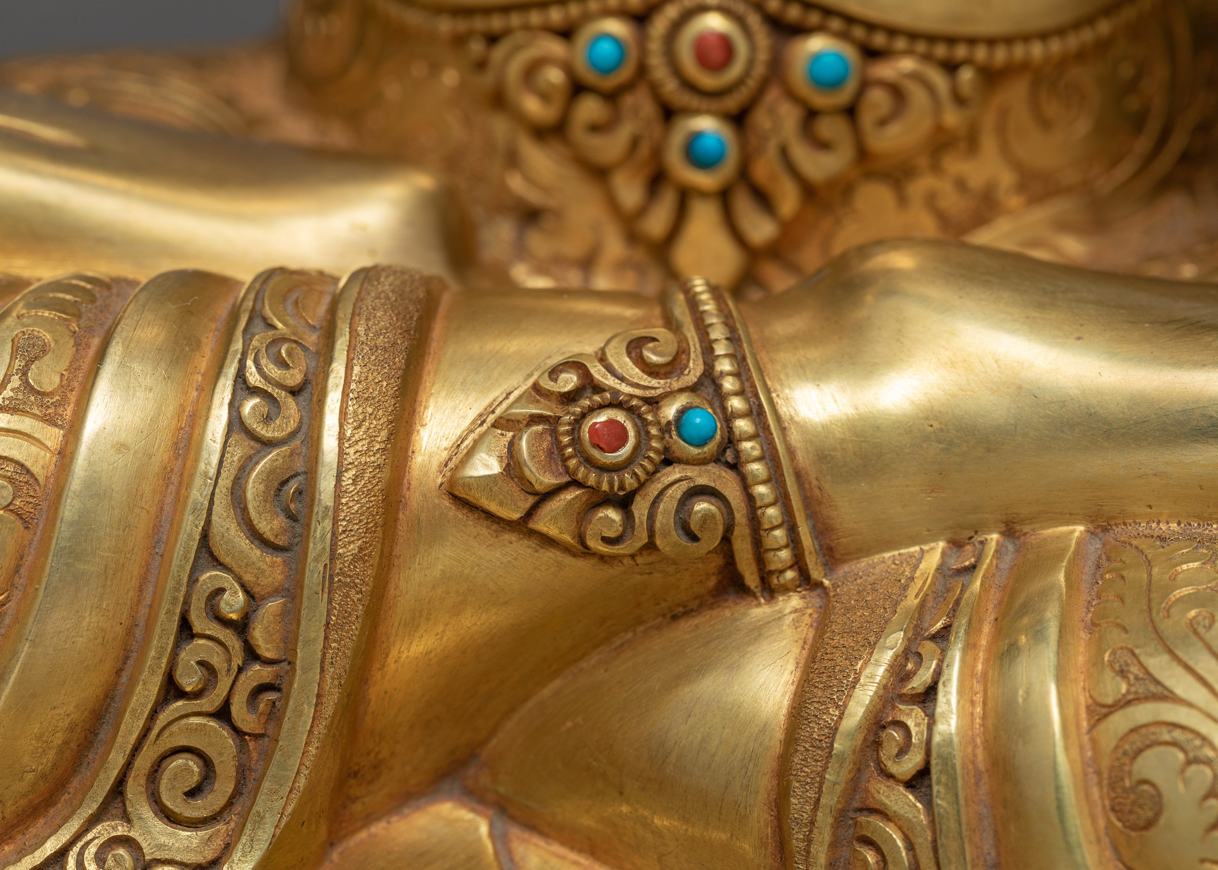 Manjushree Statue | 24k Gold Gilded | Boddhisattva Sculpture