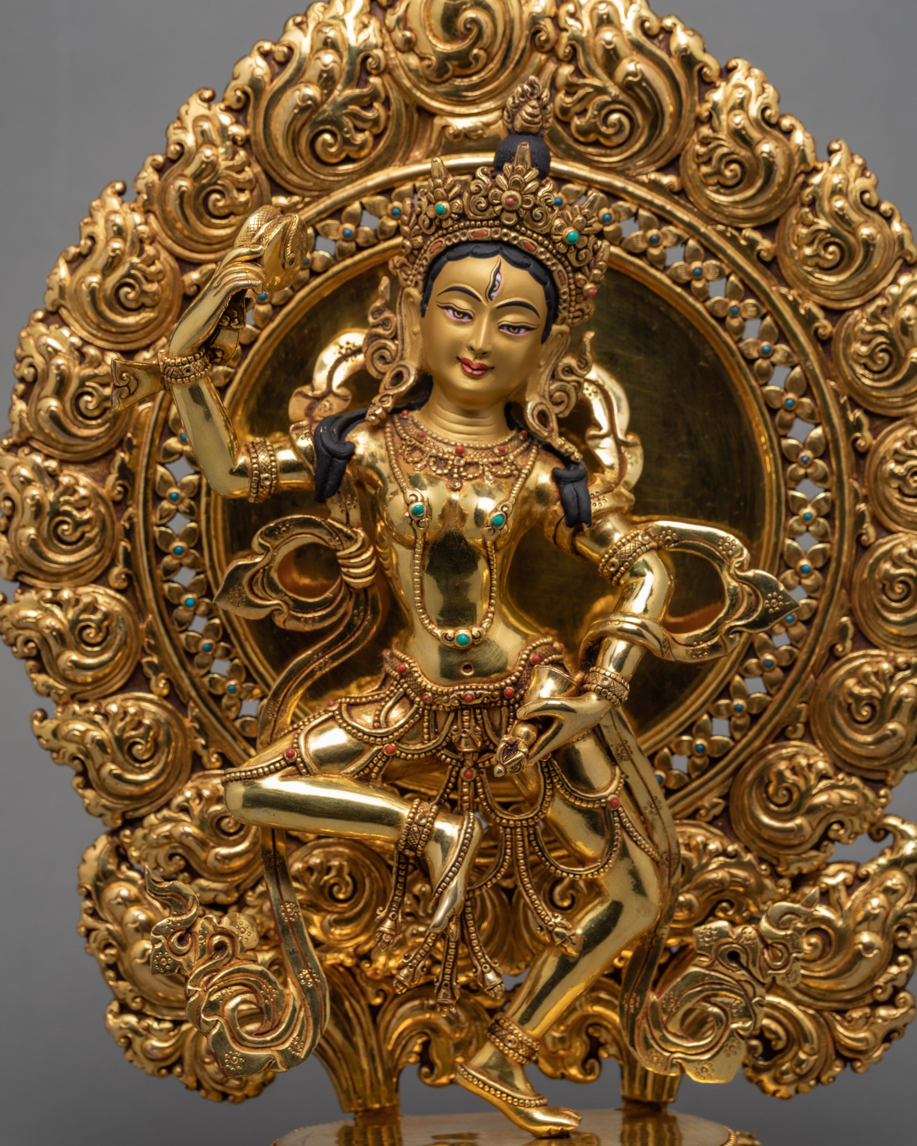 Machig Labdron Statue | Dakini Statue | Traditionally Hand Carved 24K Gold Gilded