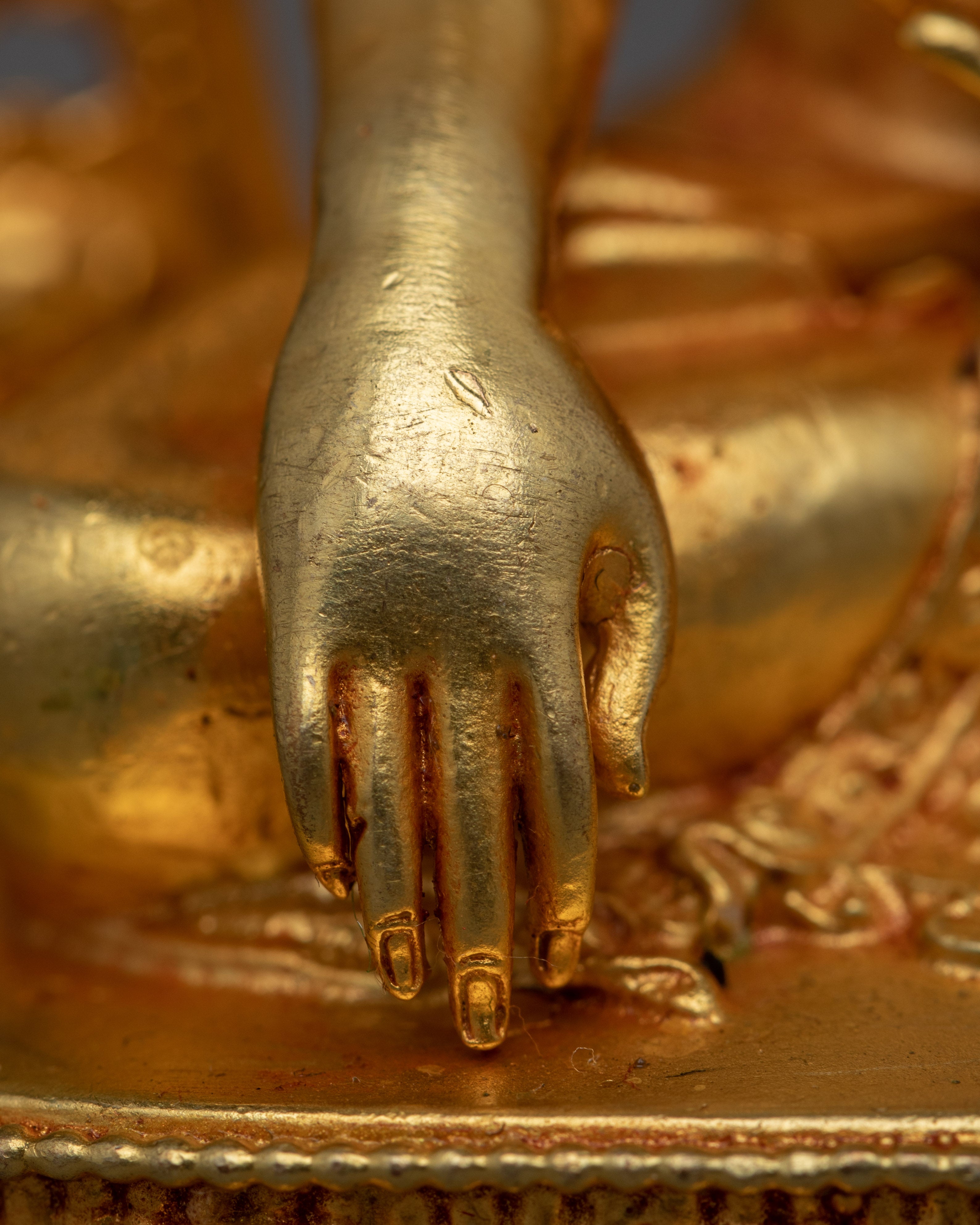 Shakyamuni Buddha Machine Made Sculpture | Gold Gilded Statue of Buddha