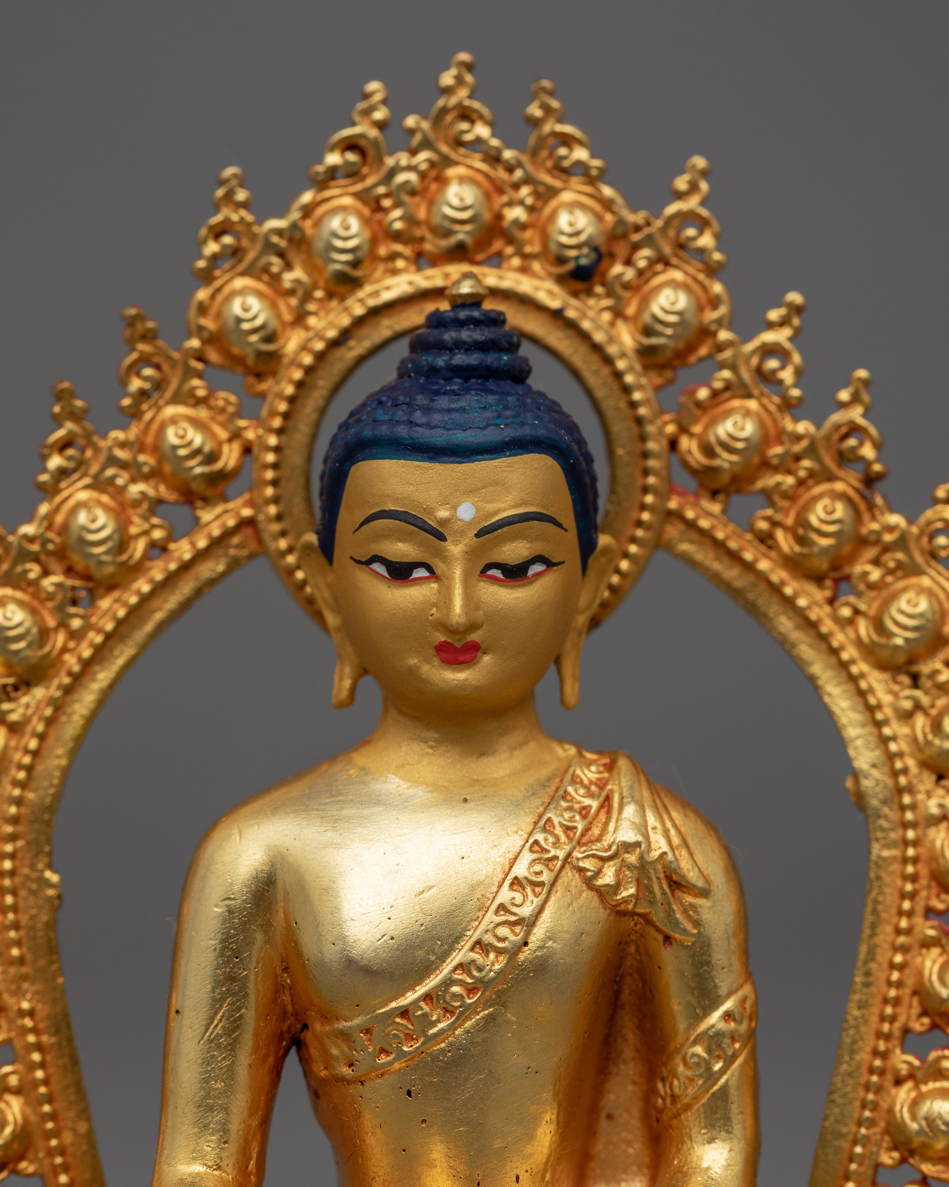 Shakyamuni Buddha Machine Made Sculpture | Gold Gilded Statue of Buddha