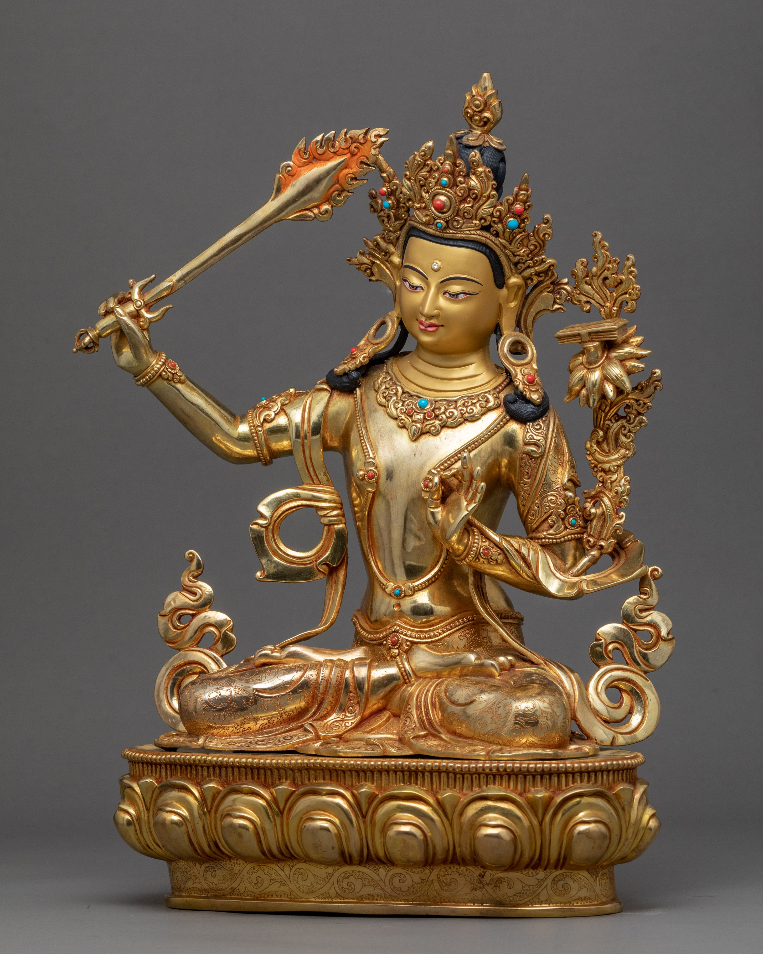 Manjushri Bodhisattva Deity Statue | Handcrafted Wisdom Deity