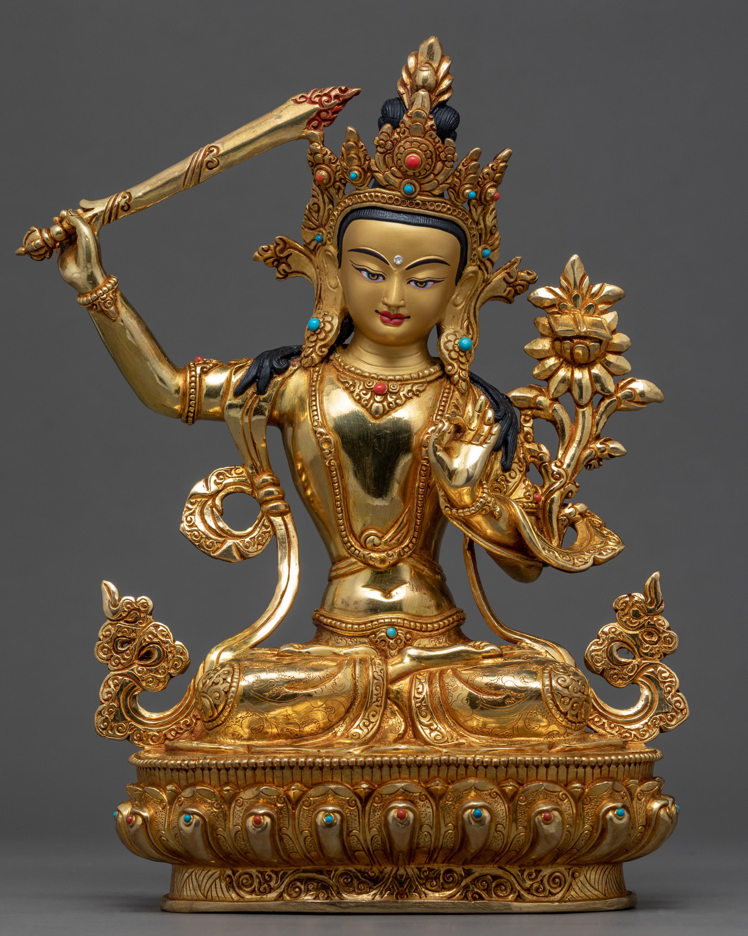 Manjushri Gold Statue
