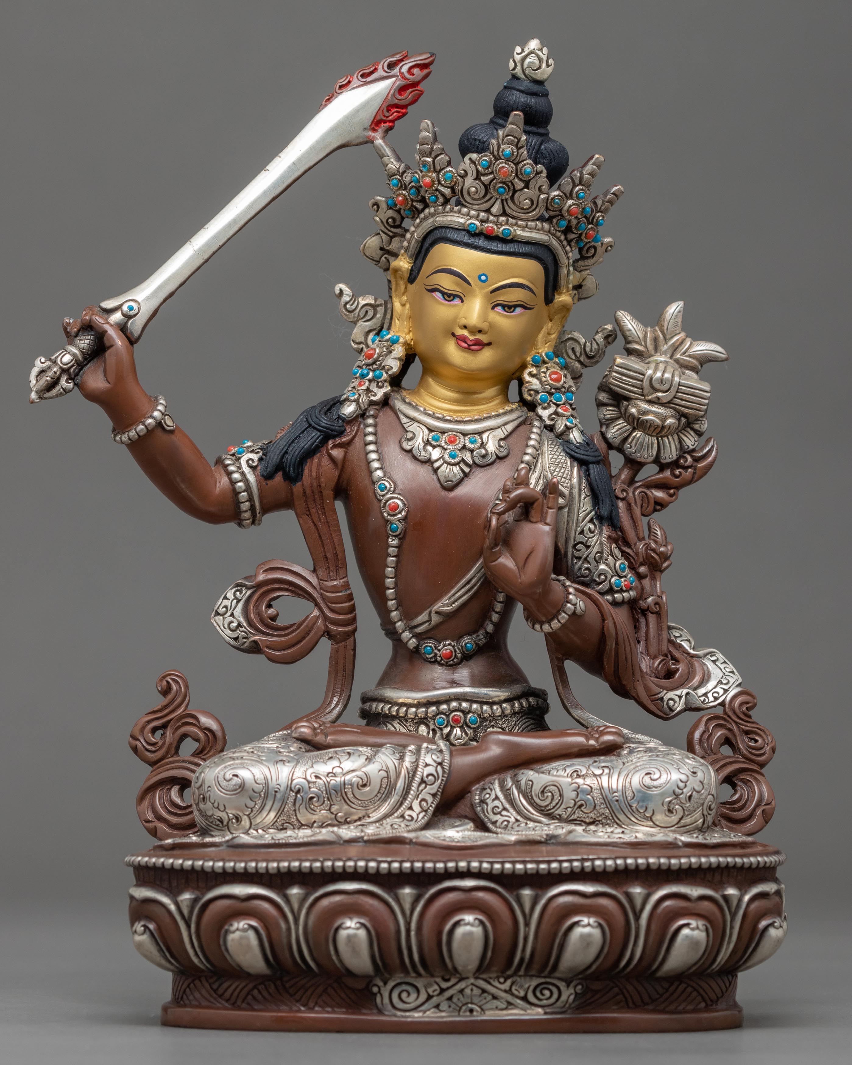 Bodhisattva Manjushri Sculpture | Traditionally Hand Carved Statue
