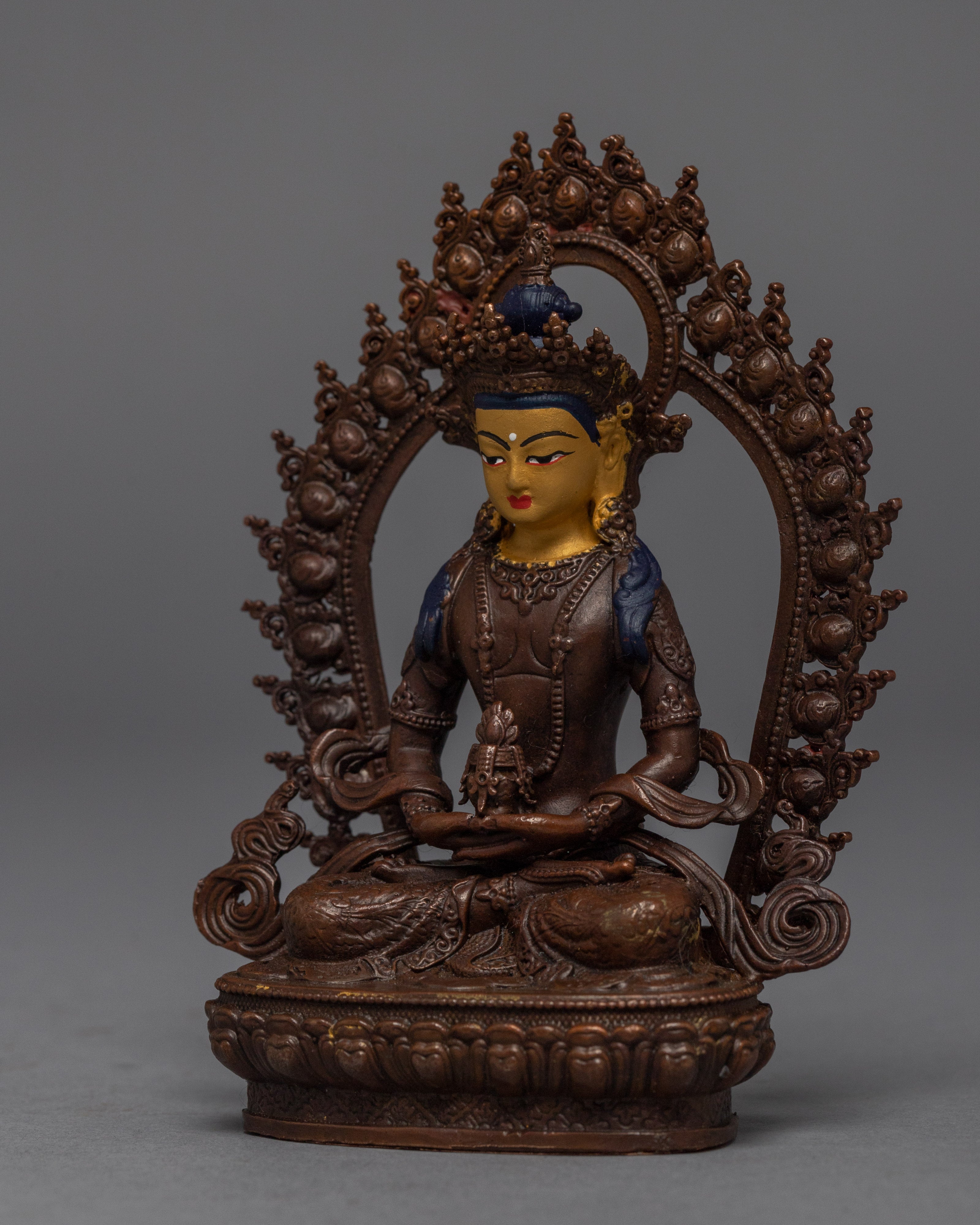 Amitayus Long Life Practice Sculpture | Machine-Made Miniature Buddhist Deity Art