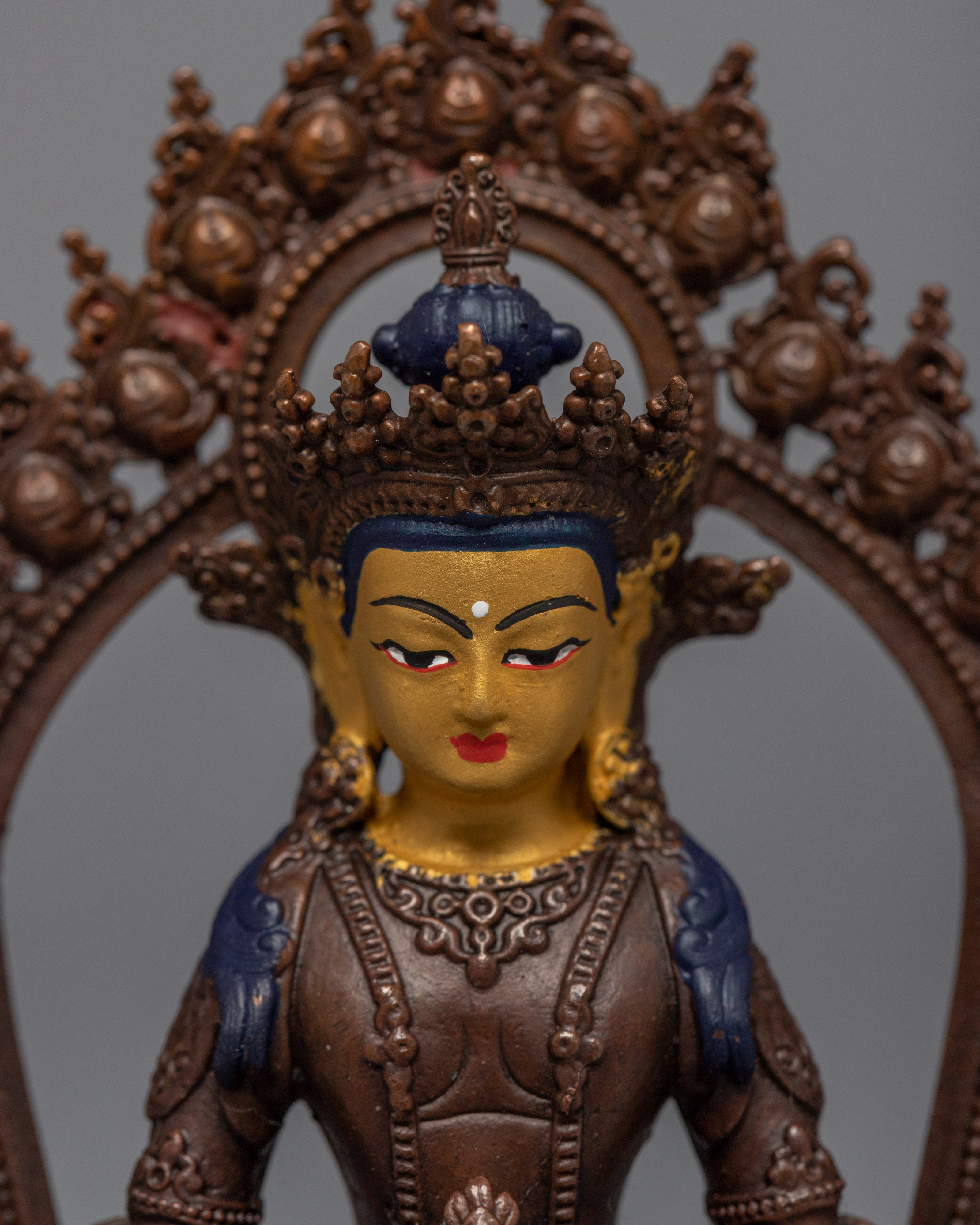 Amitayus Long Life Practice Sculpture | Machine-Made Miniature Buddhist Deity Art