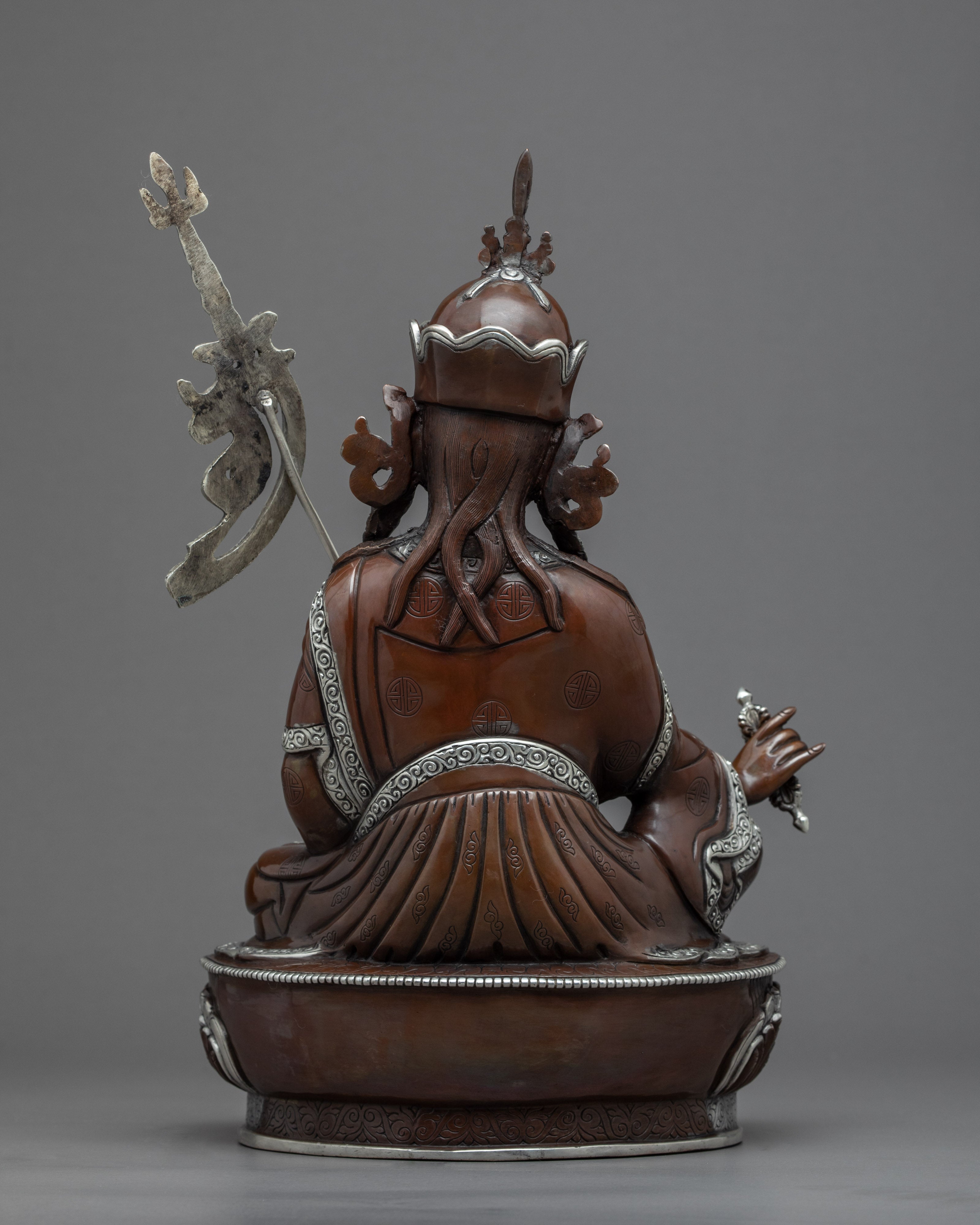 Buddha Guru Rinpoche Statue | Traditional Tibetan Art Plated with Silver