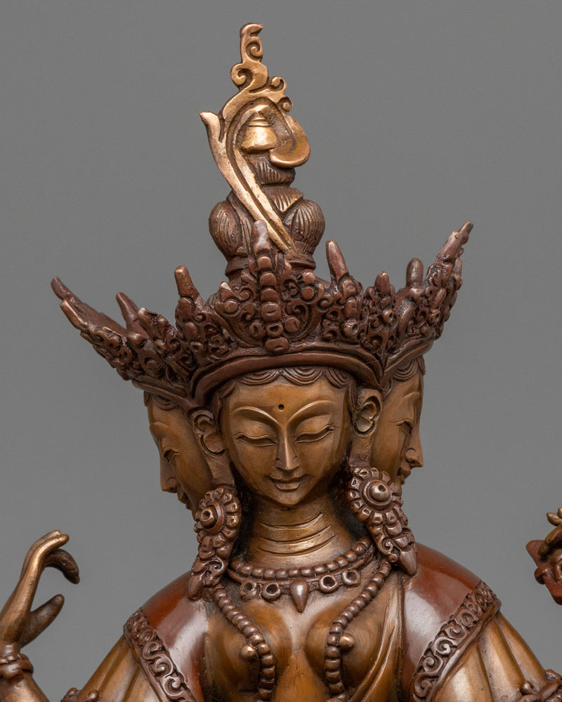 Oxidized Copper Vasudhara Statue | Traditional Tibetan Style Buddhist Statue