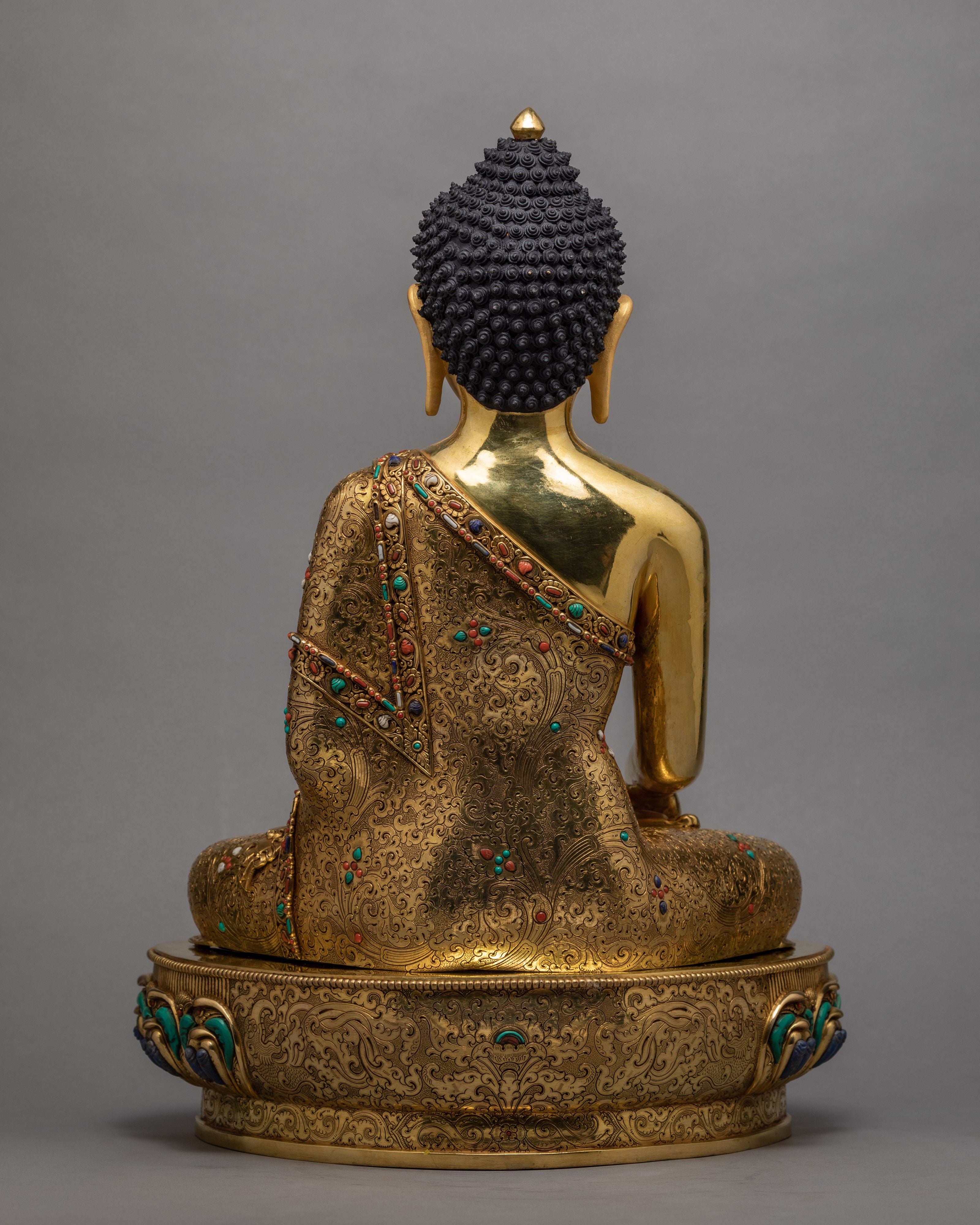 Shakyamuni Buddha | The Compassionate Gautam Buddha Statue | Gold Plated Tibetan Style Statue