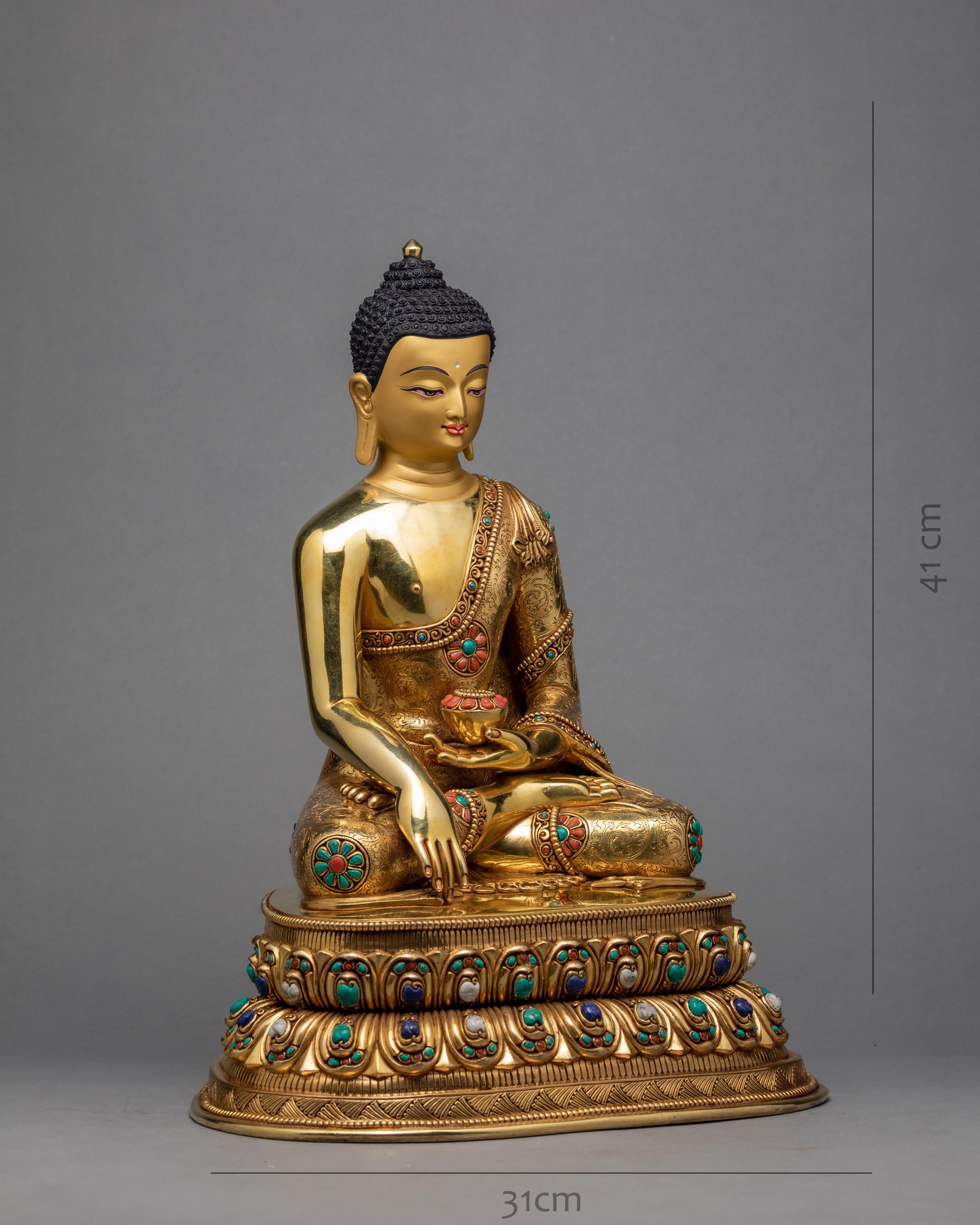 Shakyamuni Buddha Statue | Gold Plated Gautam Buddha Statue