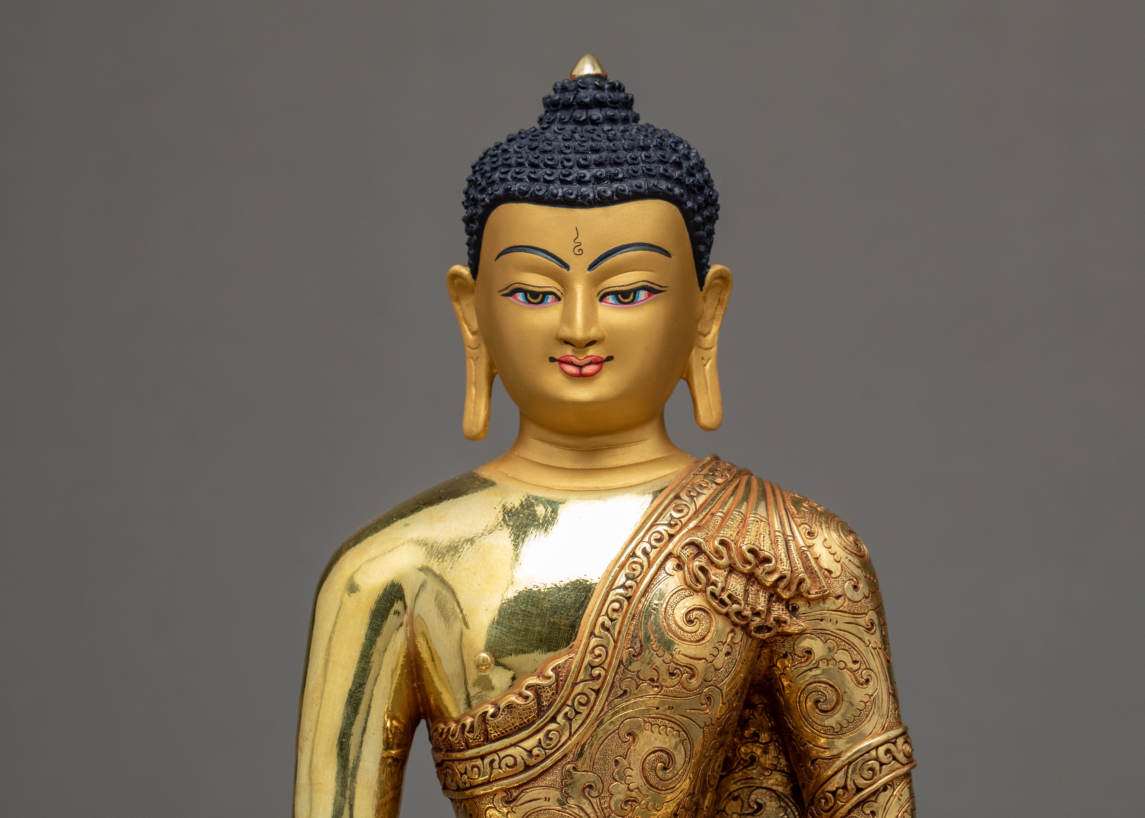 Shakyamuni Buddha Statue | Buddhist Sculpture | 24k Gold Gilded