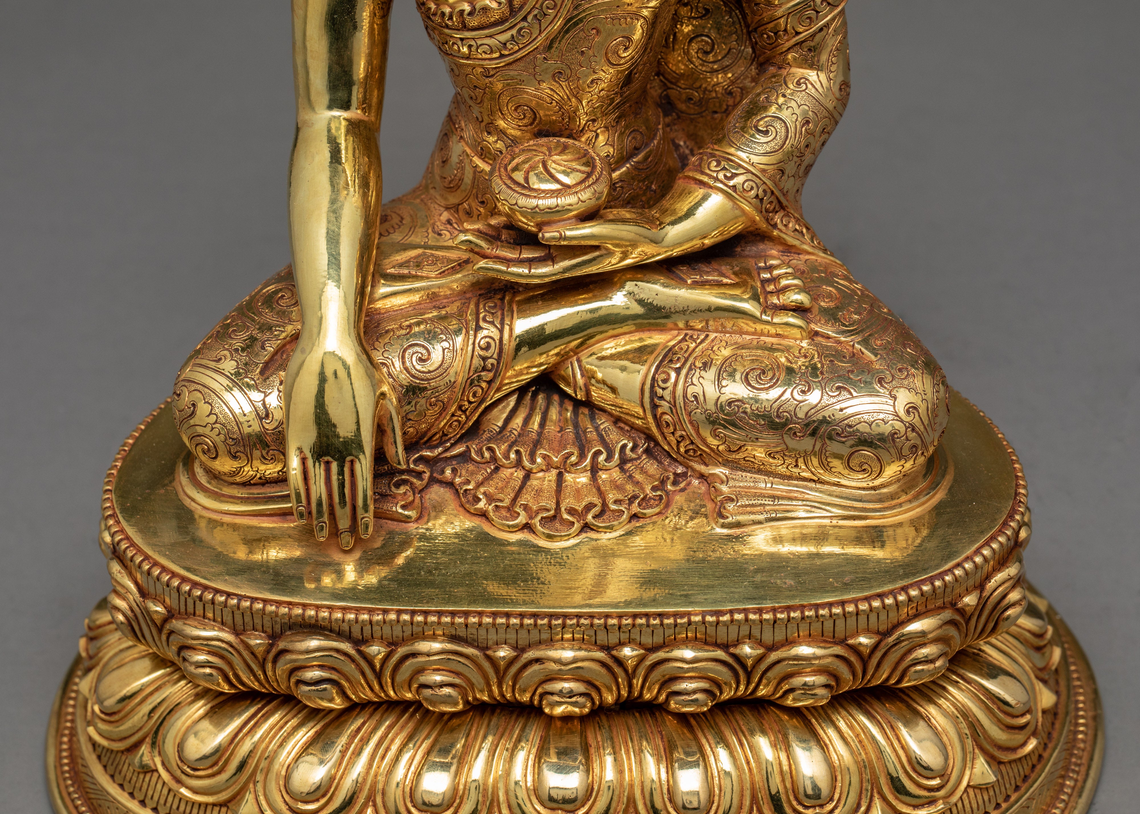 Shakyamuni Buddha Statue | Buddhist Sculpture | 24k Gold Gilded