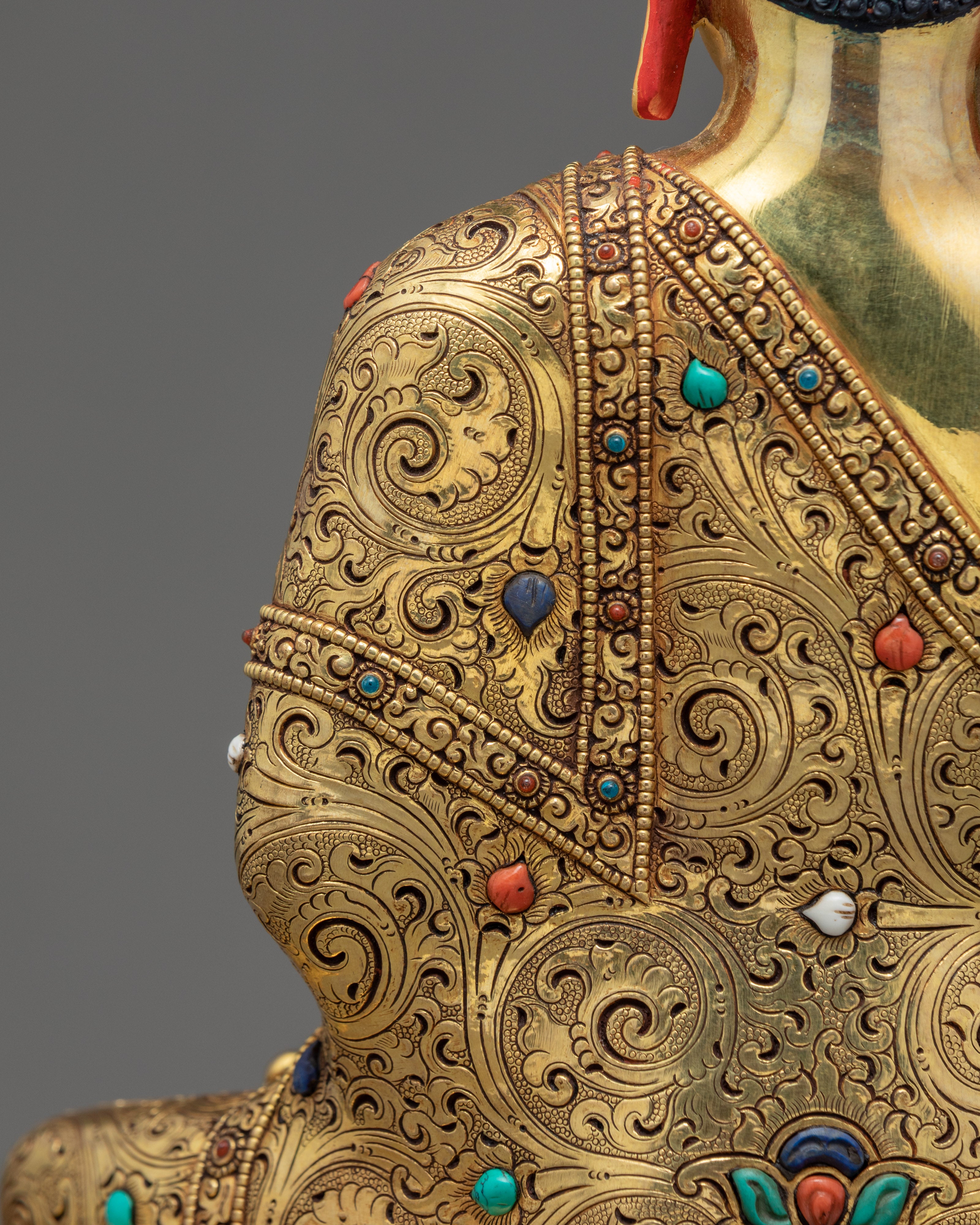 Shakyamuni Buddha Sculpture | Gold Gilded Tibetan Statue