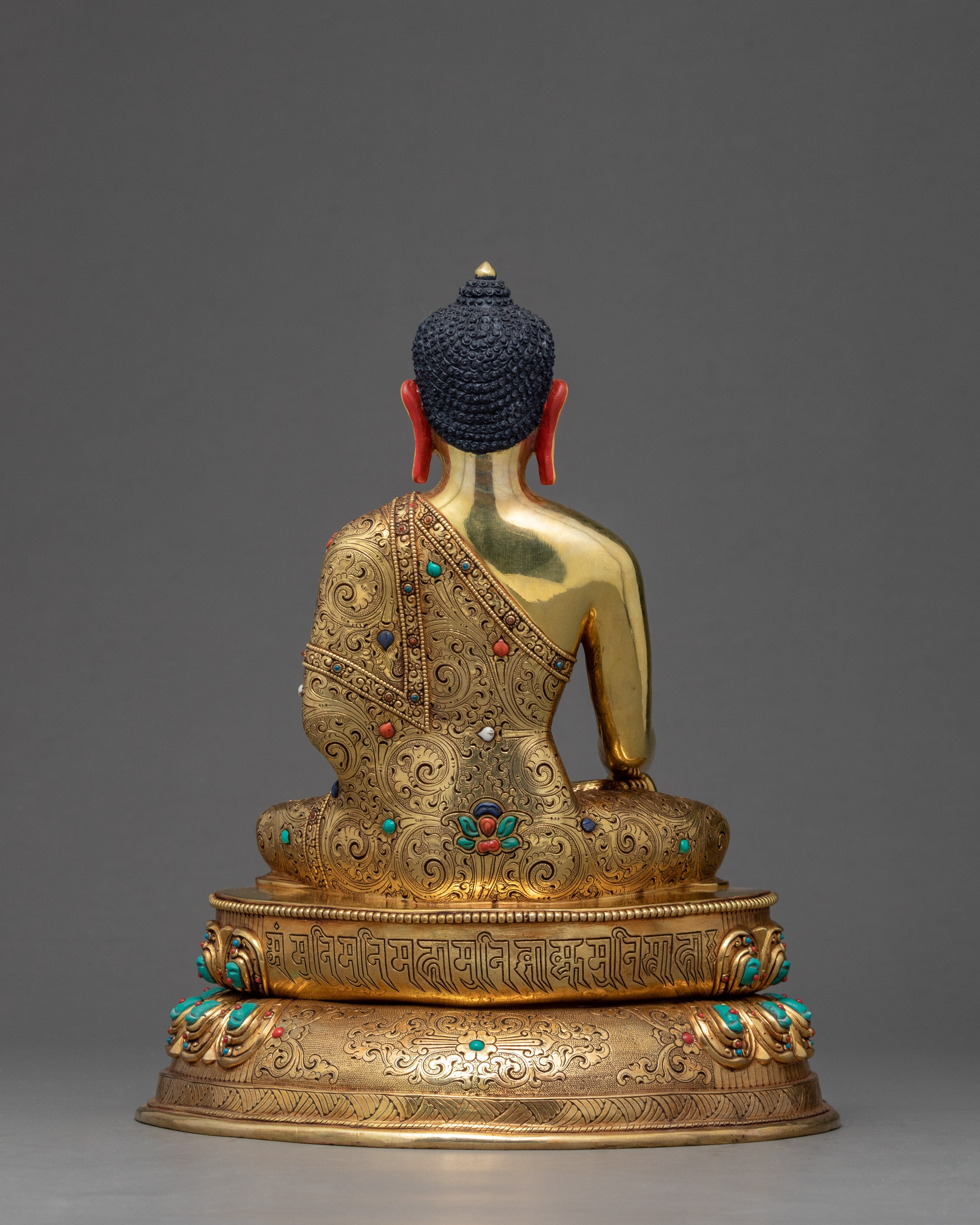 Shakyamuni Buddha Sculpture | Gold Gilded Tibetan Statue