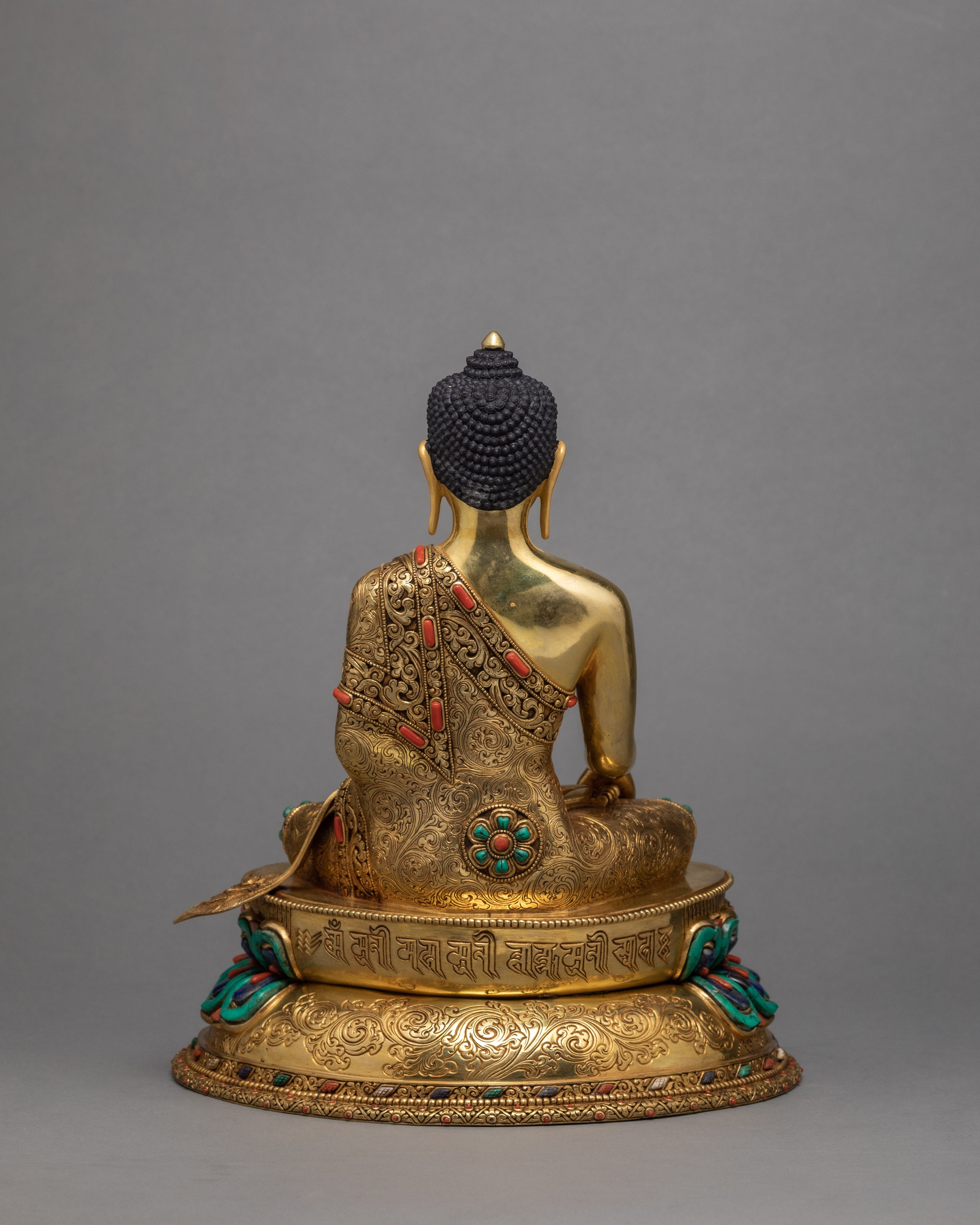 Buddha Shakyamuni Statue | Adorned With Precious Stones | Traditional Tibetan Style