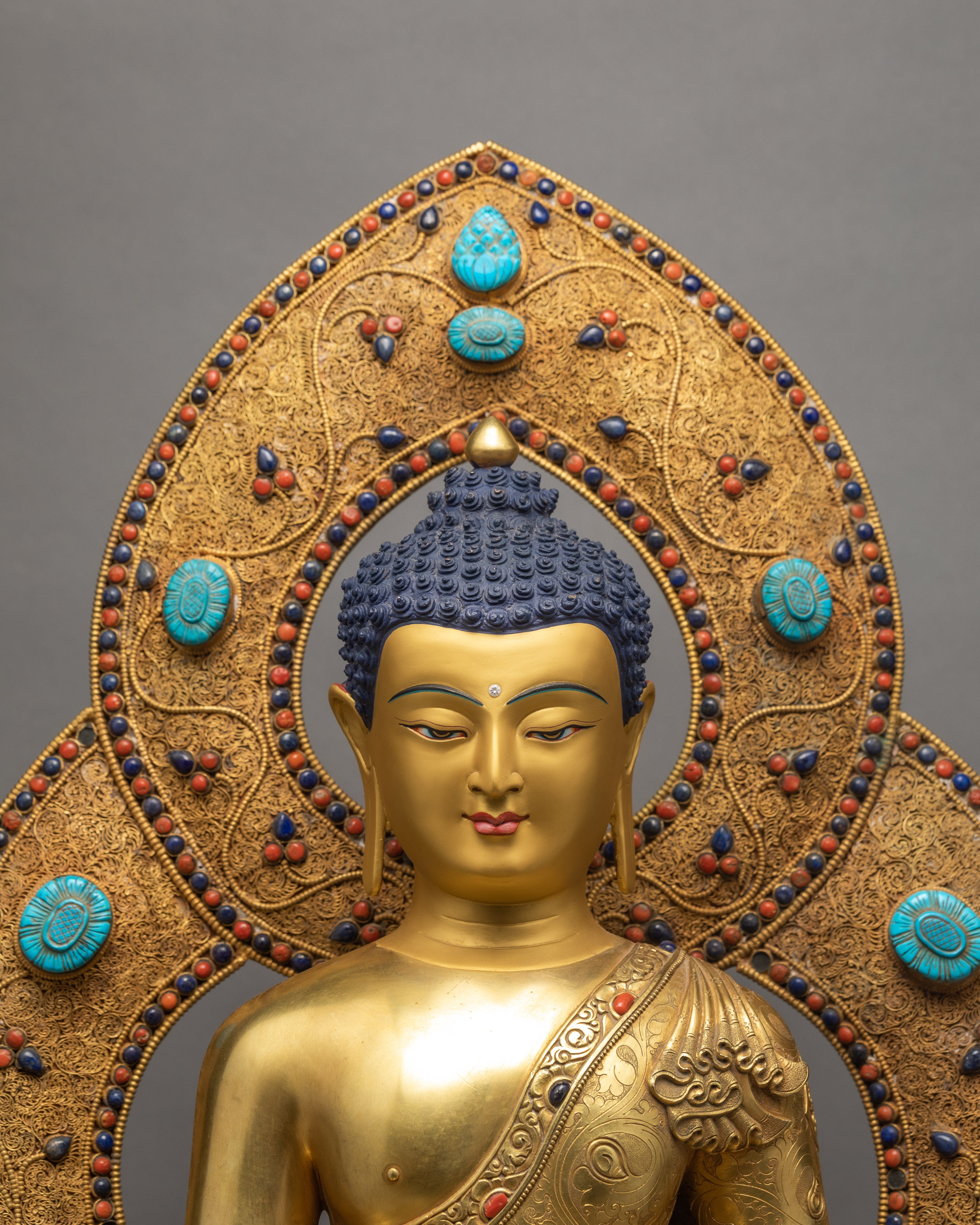 Shakyamuni Buddha Statue | 24k Gold Plated | Handmade Arts