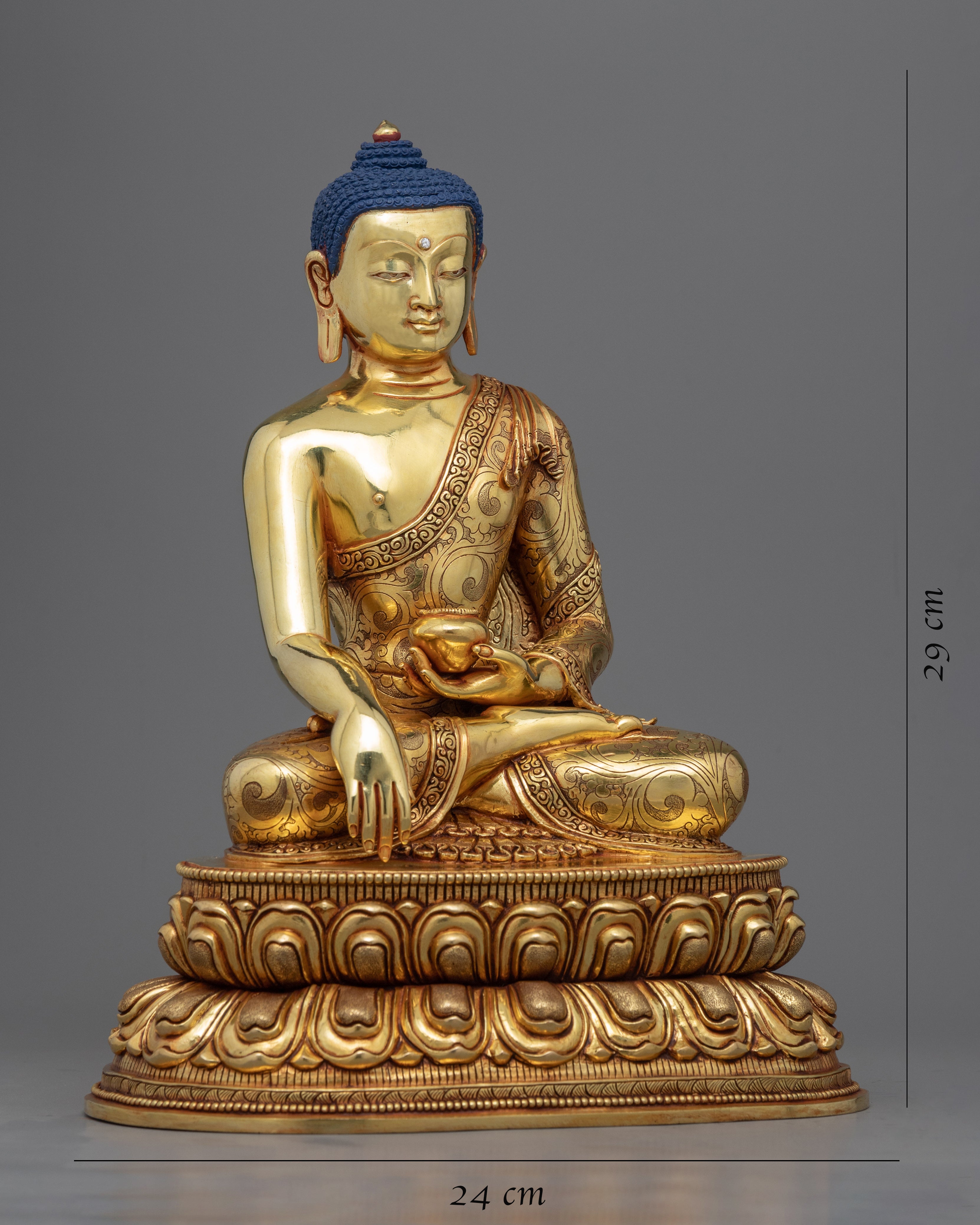 Shakyamuni Buddha Prayers Statue | Historical Buddha Seated On Lotus Seat Figurine