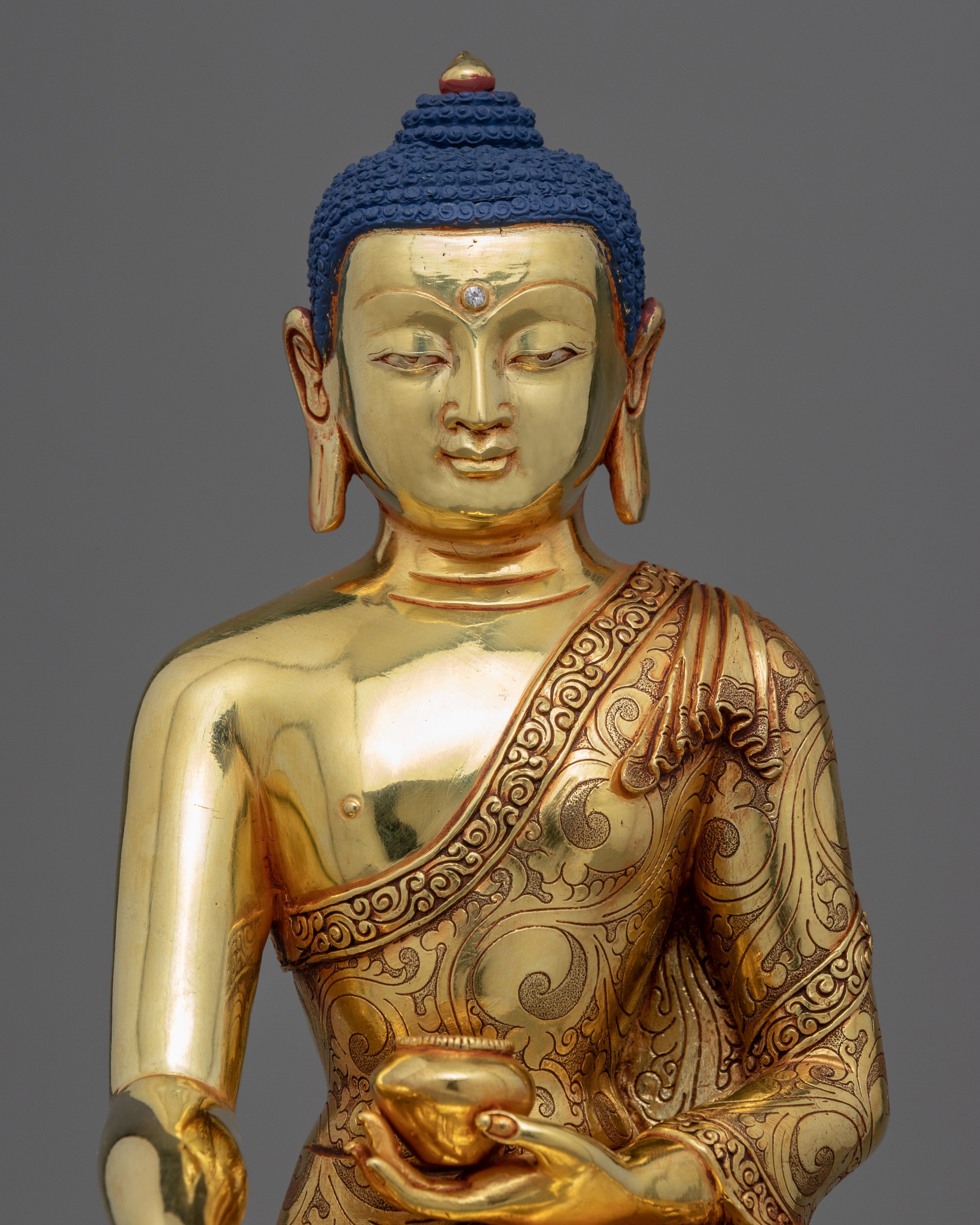 Shakyamuni Buddha Prayers Statue | Historical Buddha Seated On Lotus Seat Figurine