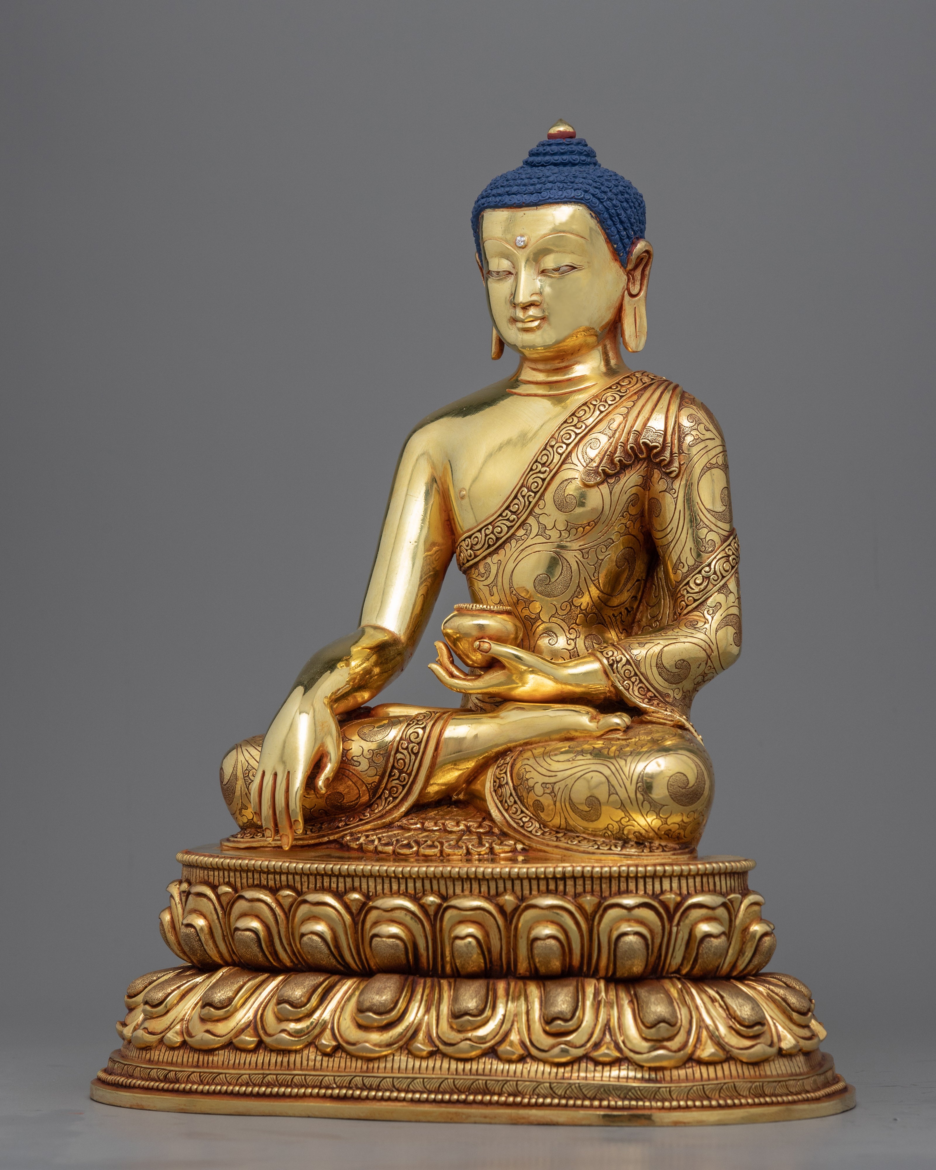 Shakyamuni Buddha Prayers Statue | Historical Buddha Seated On Lotus Seat Figurine