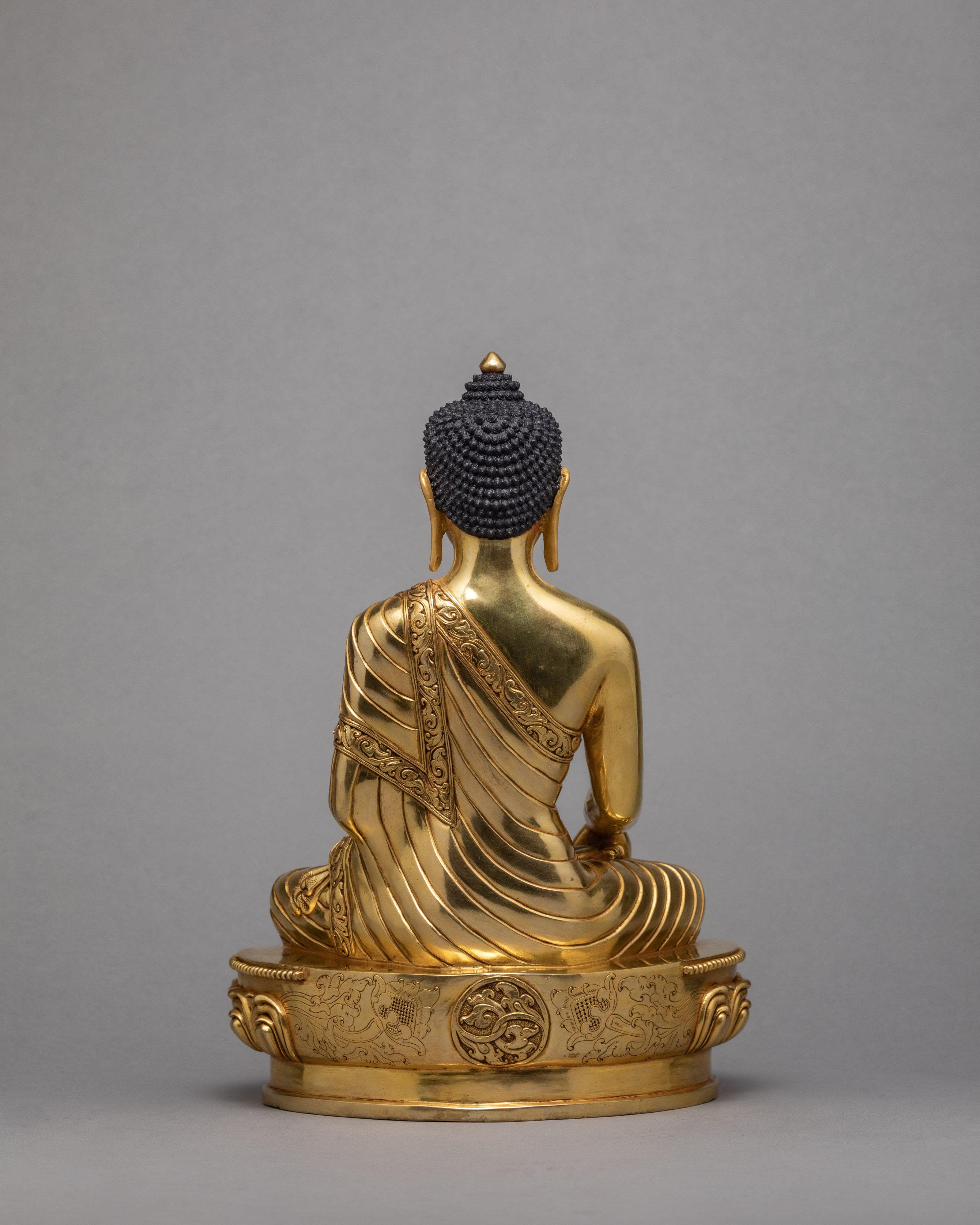 Shakyamuni Buddha Statue | Tibetan Sculpture | Plated With Gold Art