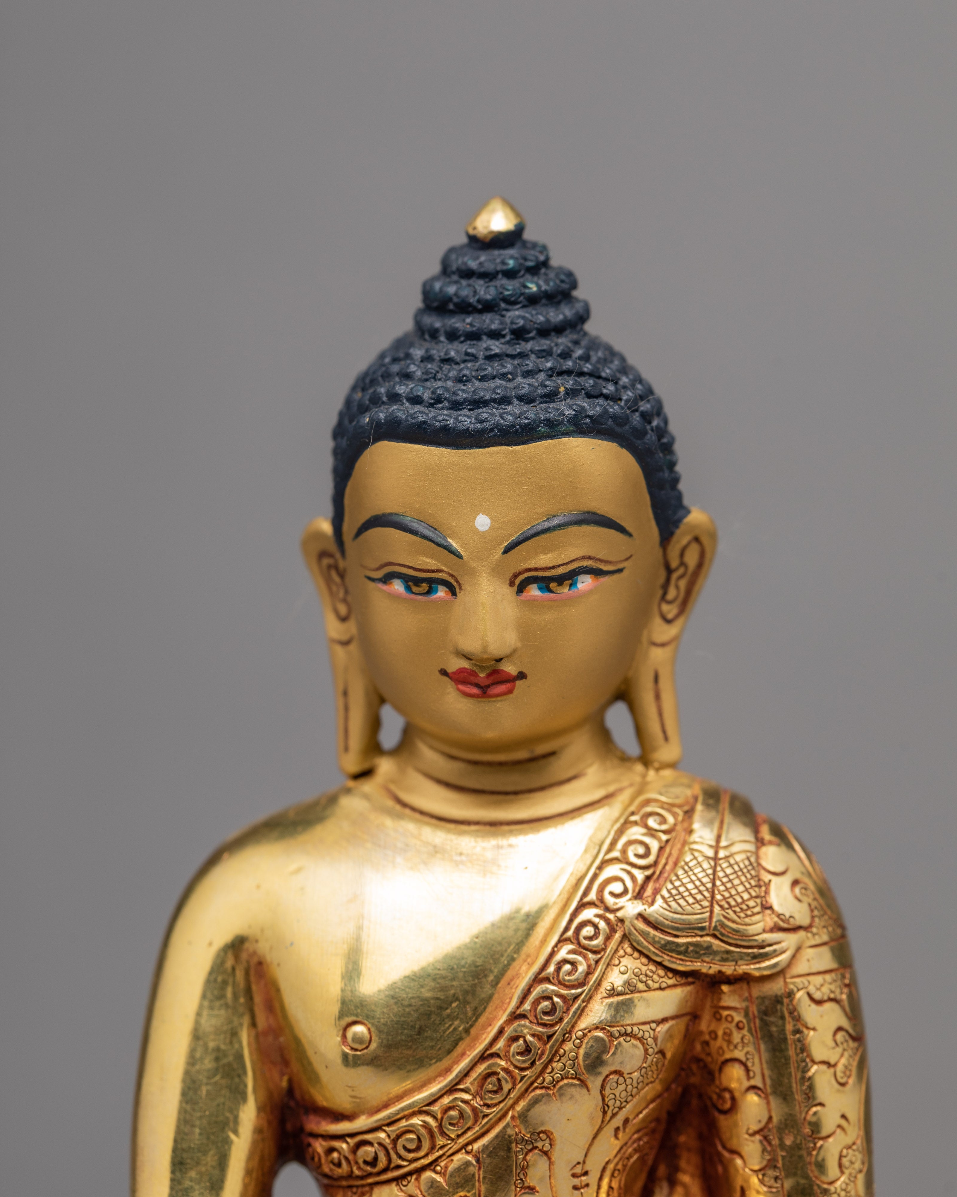Shakyamuni Buddha Statue | Gold Plated Buddhist Sculpture | Himalayan Art
