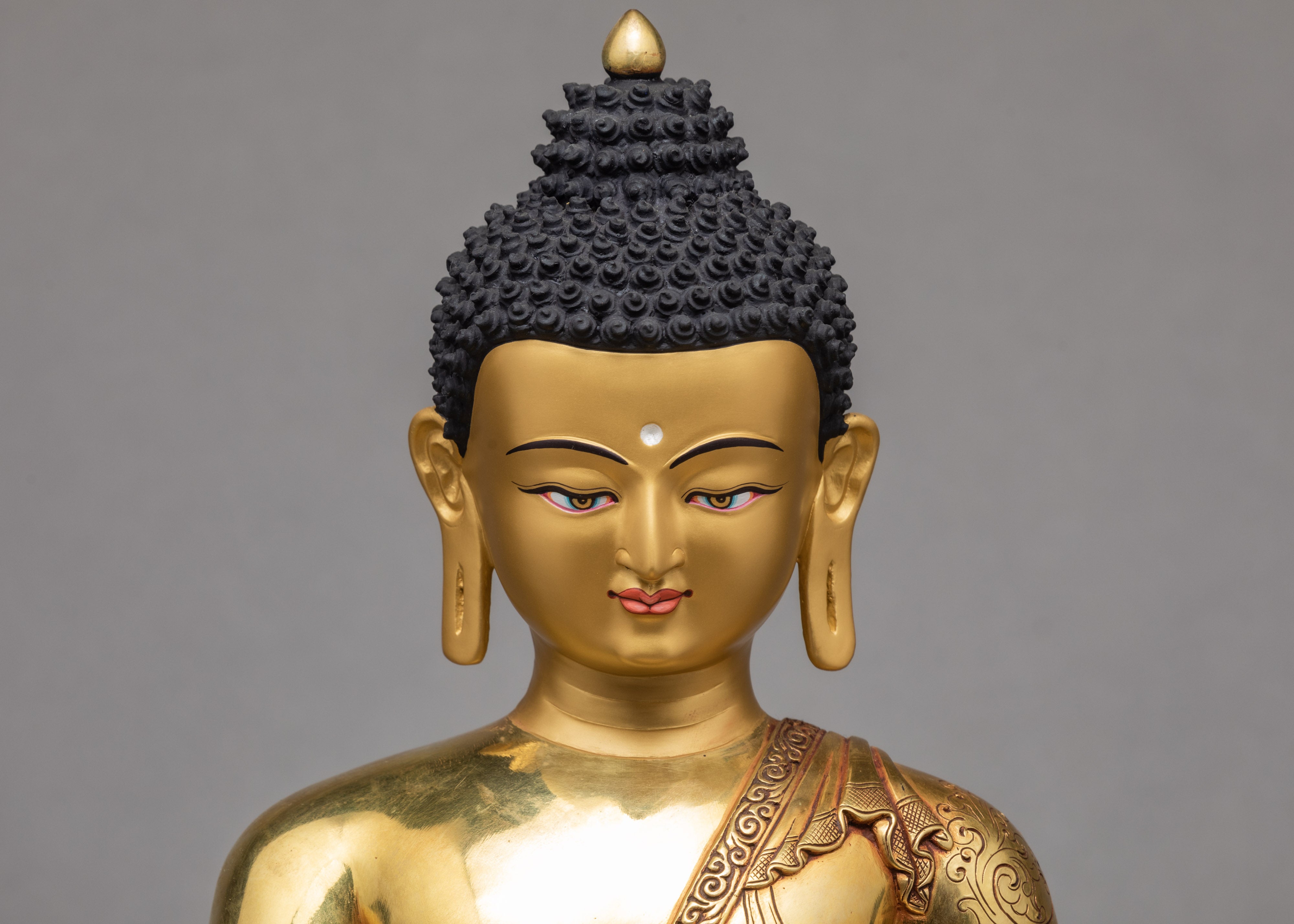 Buddha Shakyamuni Statue | Gold Plated Gautam Buddha | Buddhist Statue