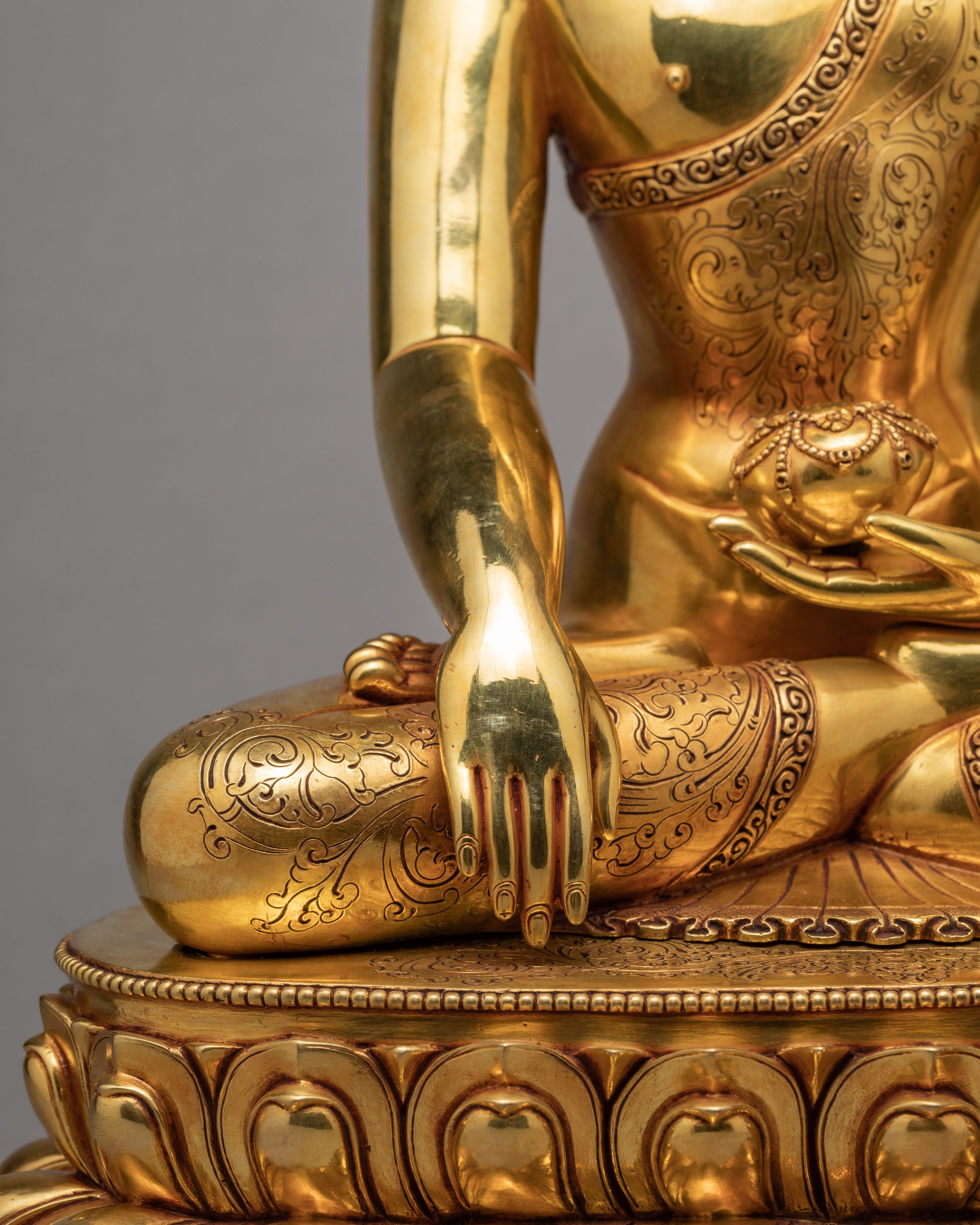 Buddha Shakyamuni Statue | Gold Plated Gautam Buddha | Buddhist Statue