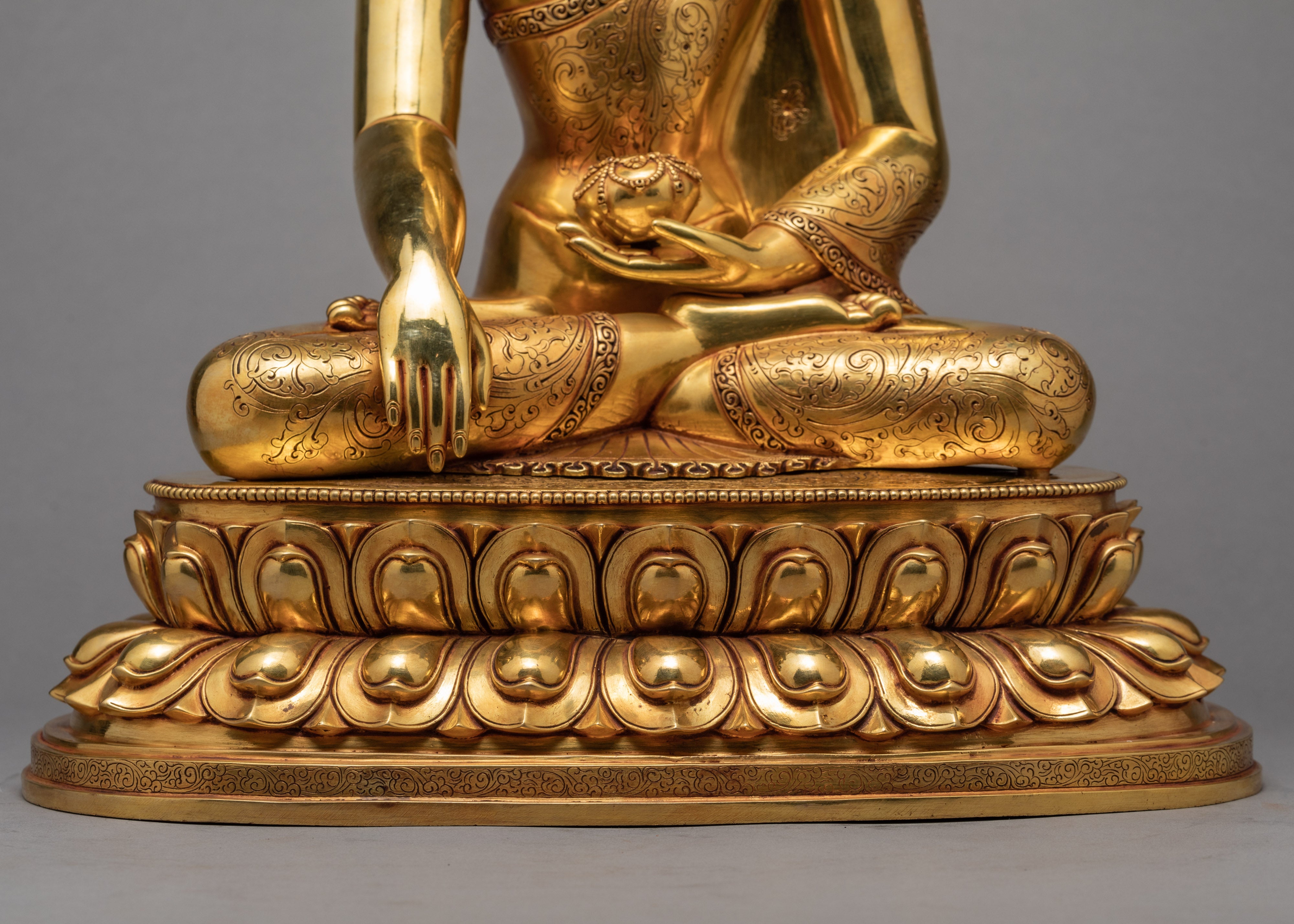 Buddha Shakyamuni Statue | Gold Plated Gautam Buddha | Buddhist Statue