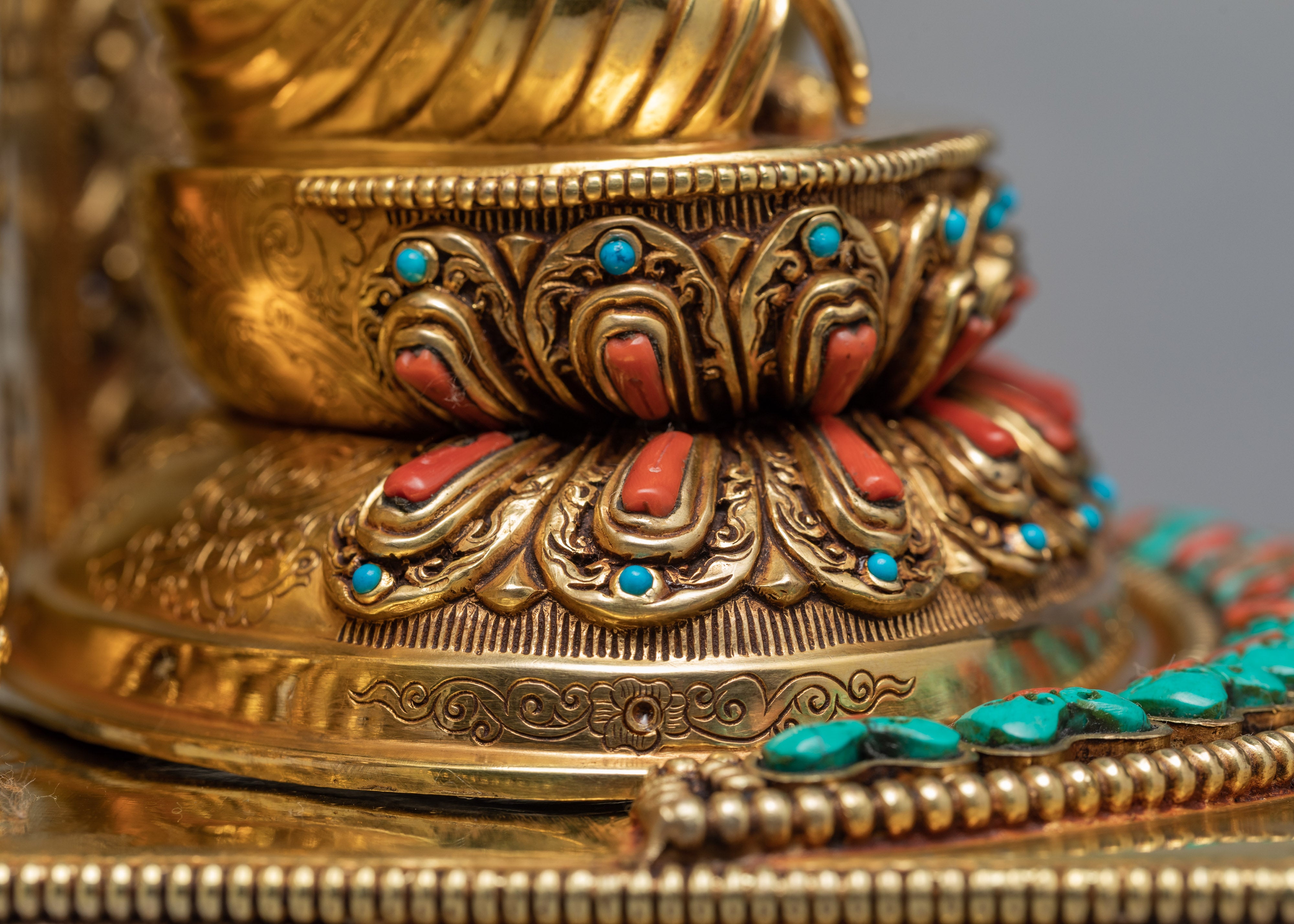 Shakyamuni Buddha Statue In Throne | Himalayan Buddhist Sculpture | Glided With Pure 24K Gold