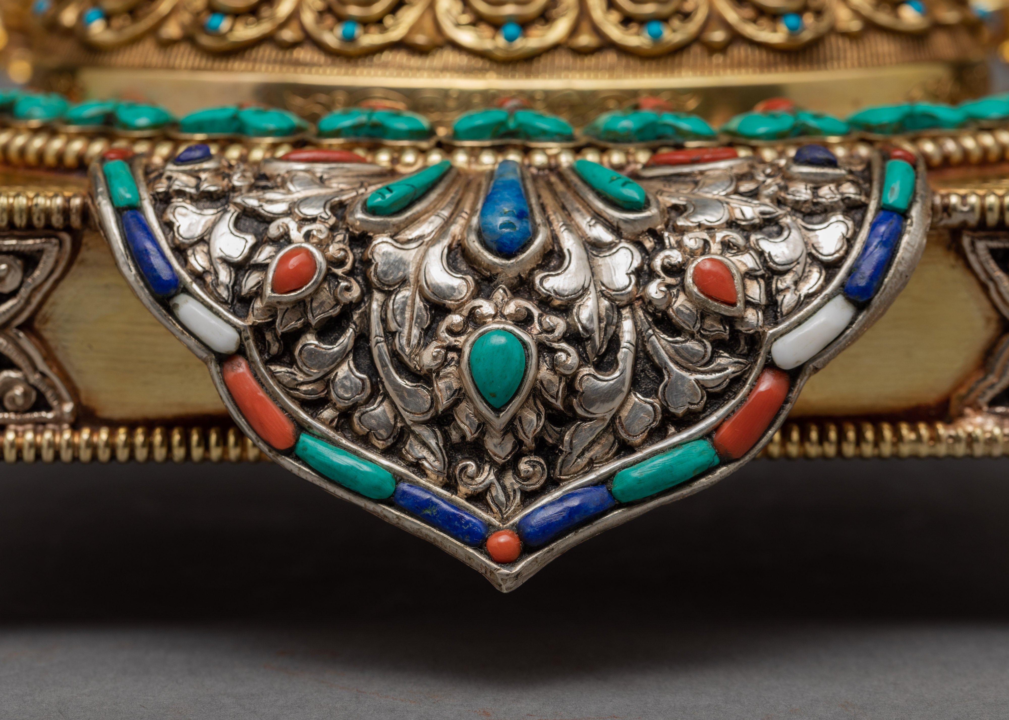 Shakyamuni Buddha Statue In Throne | Himalayan Buddhist Sculpture | Glided With Pure 24K Gold