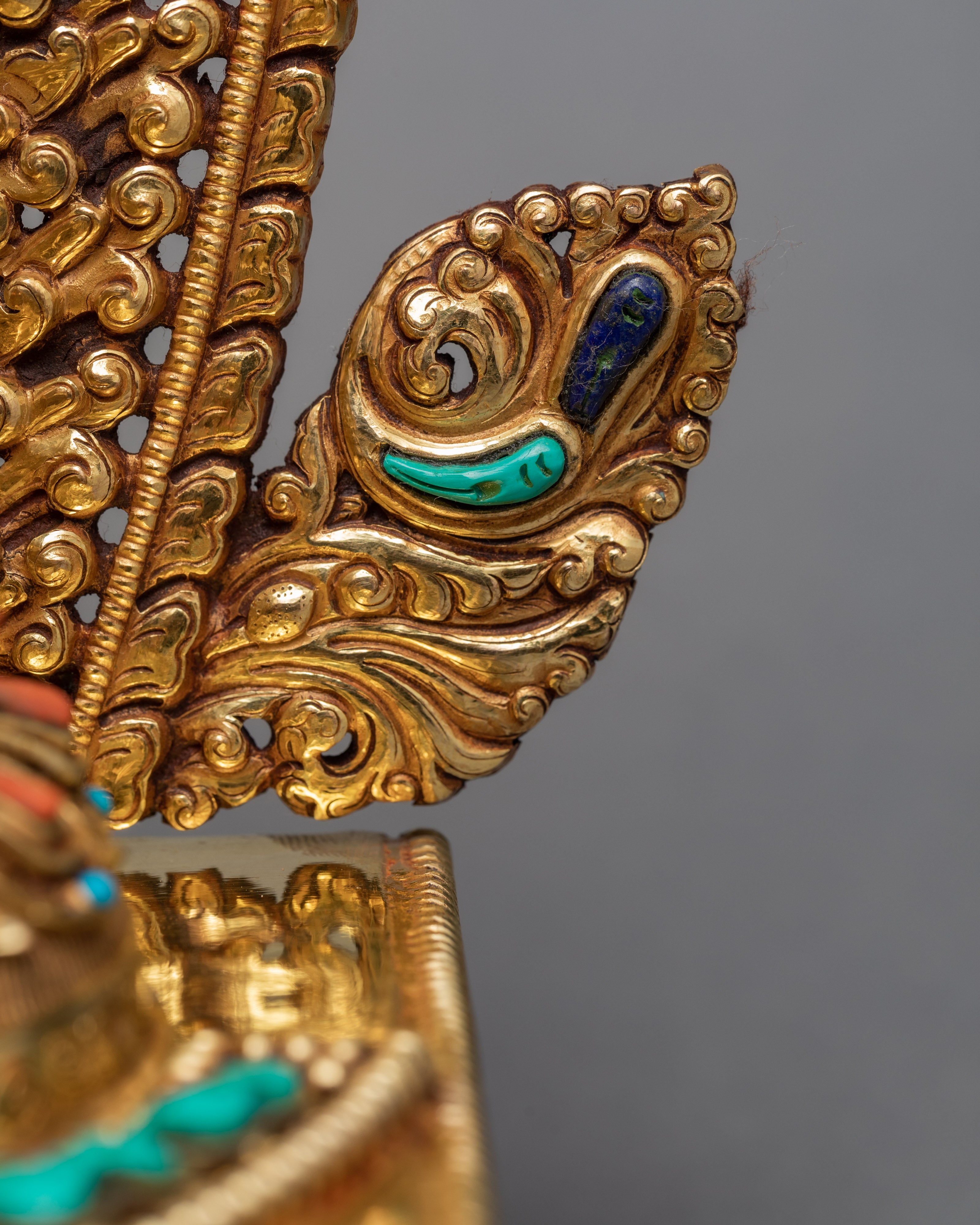 Shakyamuni Buddha Statue In Throne | Himalayan Buddhist Sculpture | Glided With Pure 24K Gold