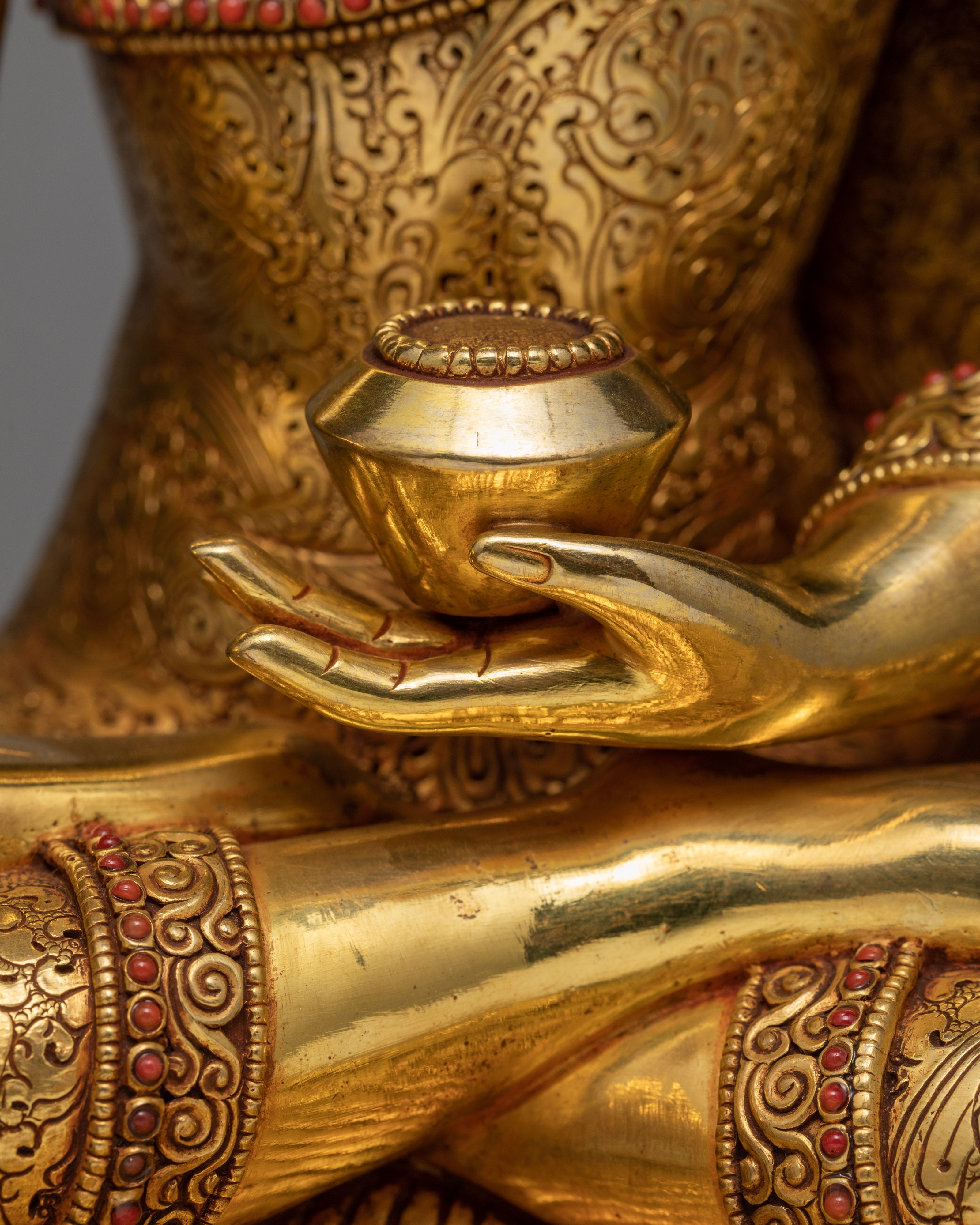 Seated Shakyamuni Buddha | 24k Gold Plated Himalayan statue