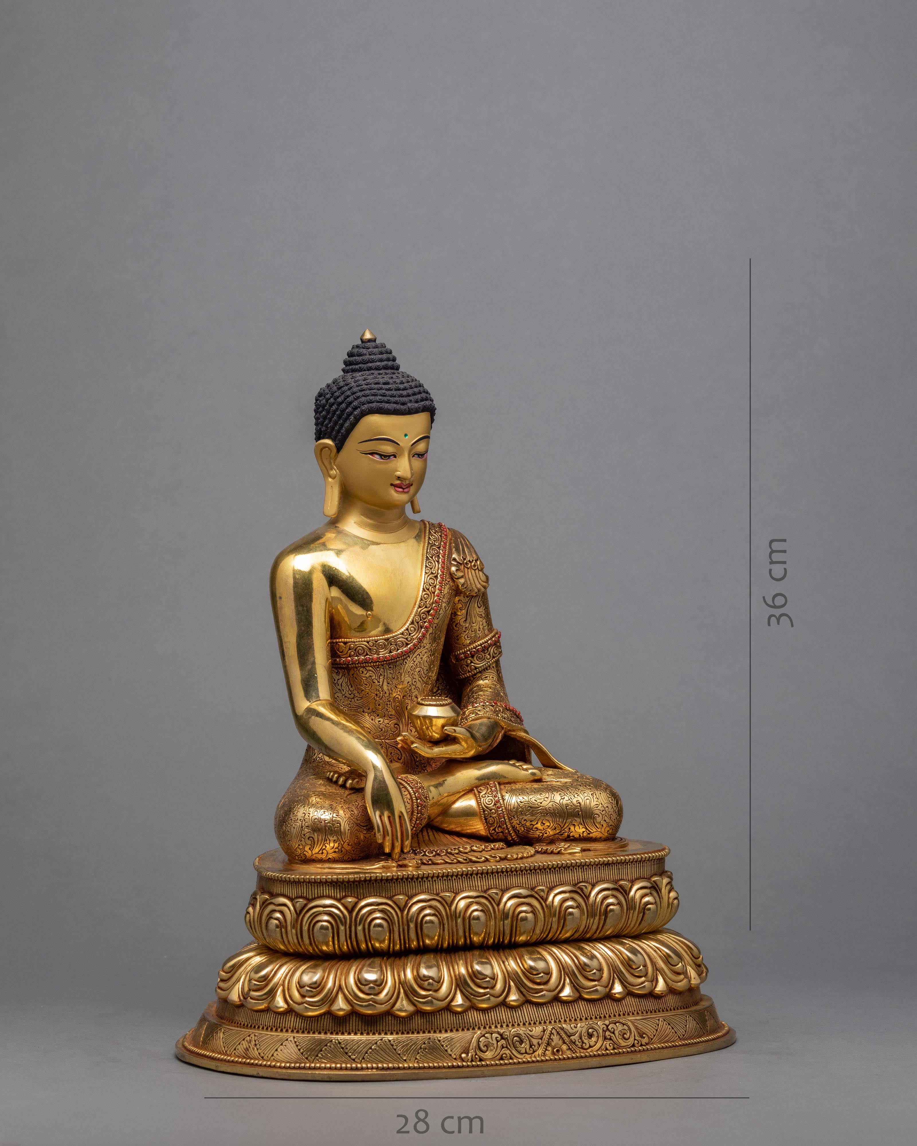 Seated Shakyamuni Buddha | 24k Gold Plated Himalayan statue