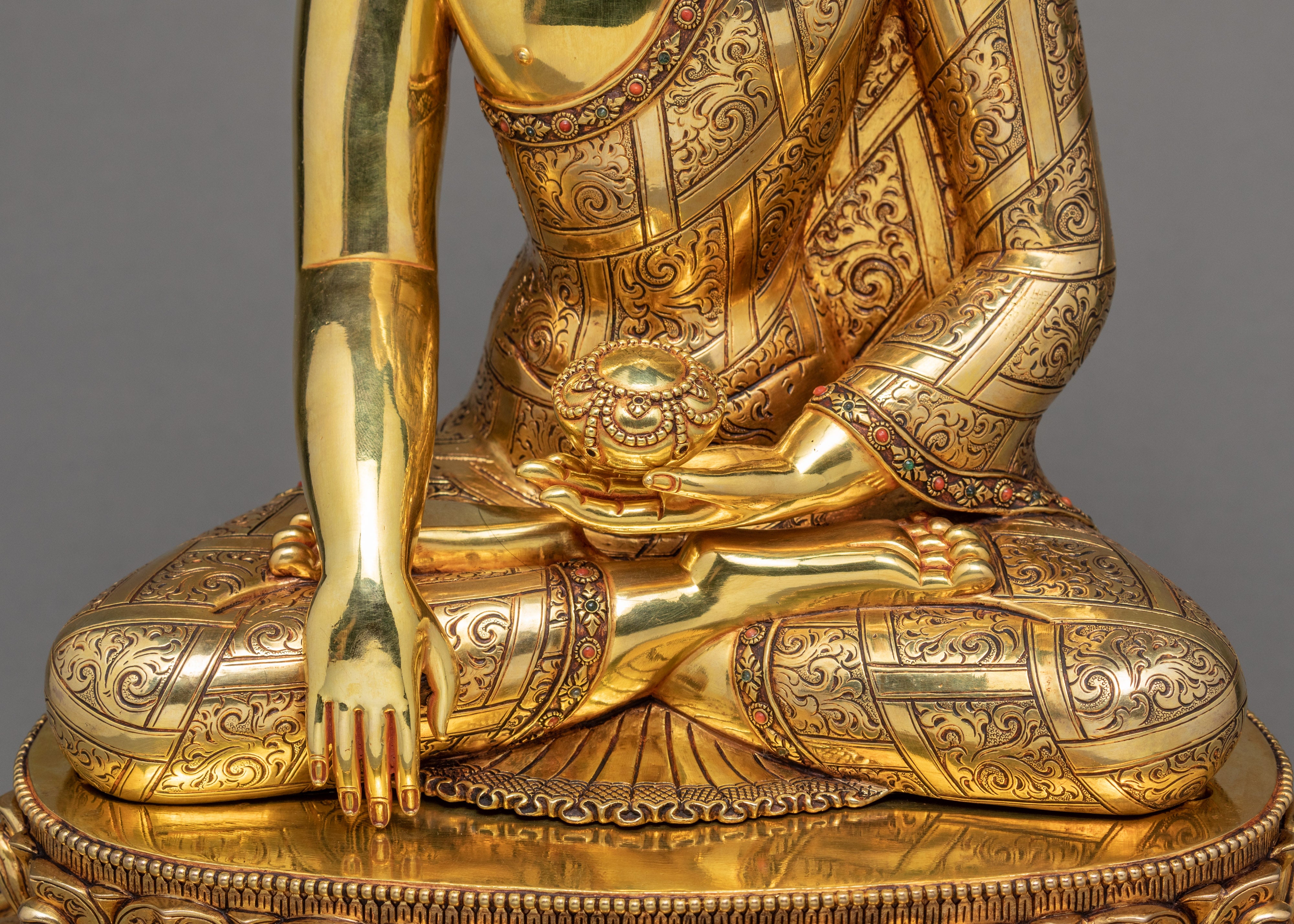 Buddha Shakyamuni Statue | Himalayan Buddhist Art | 24k Gold Glided