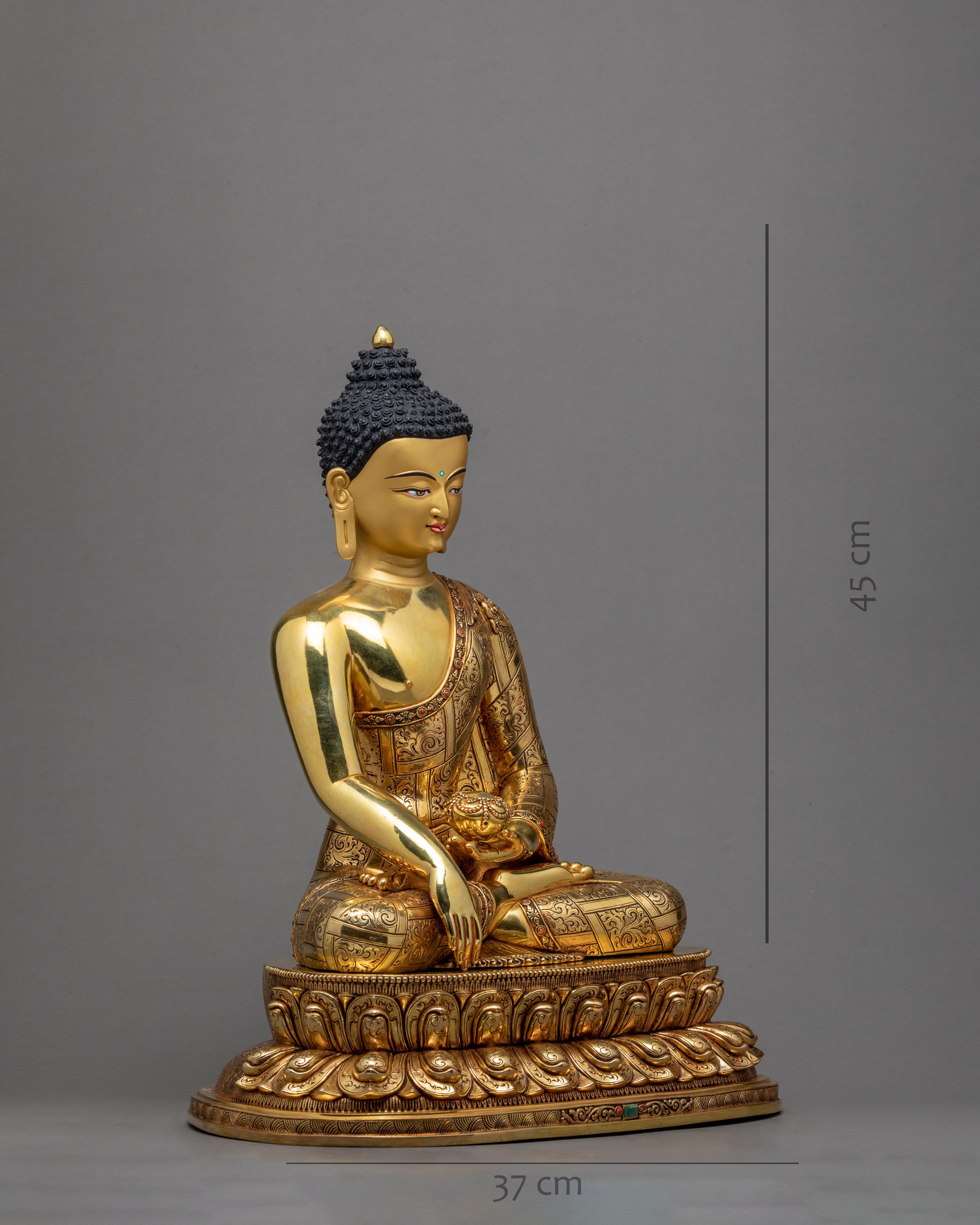 Buddha Shakyamuni Statue | Himalayan Buddhist Art | 24k Gold Glided