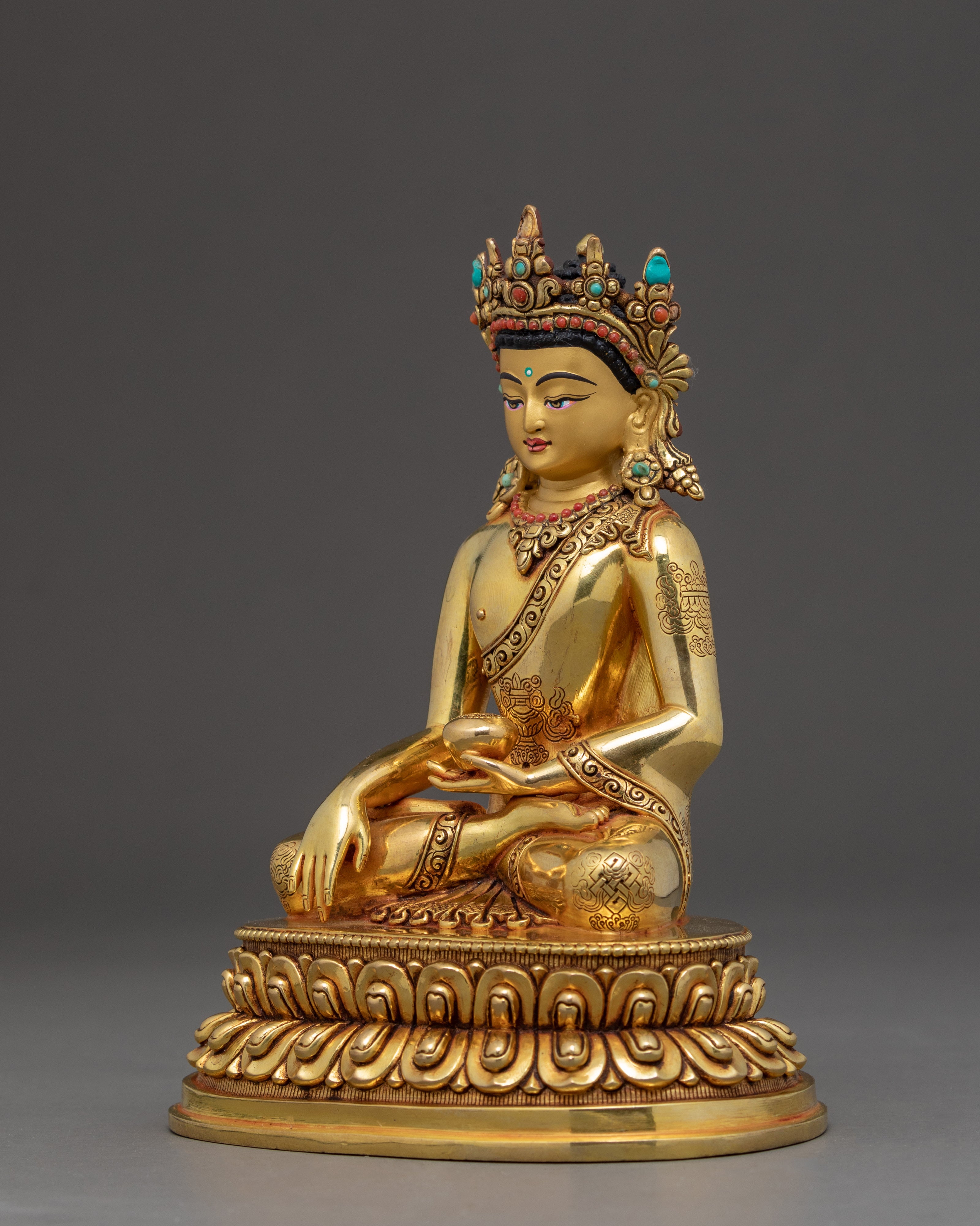 Crown Shakyamuni Buddha | Traditionally Hand Painted Statue