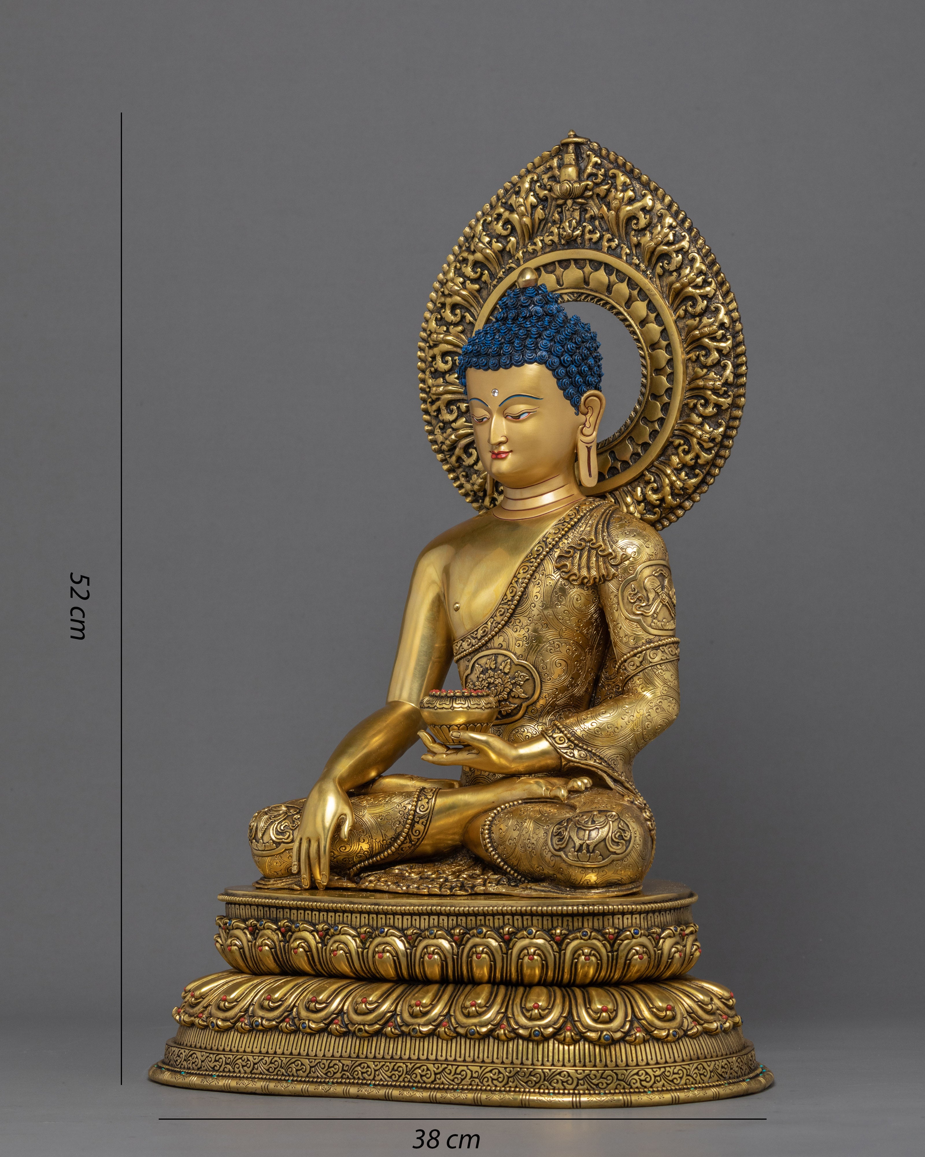 Shakyamuni Buddha With Disciples | Traditionally Gold Gilded Statue
