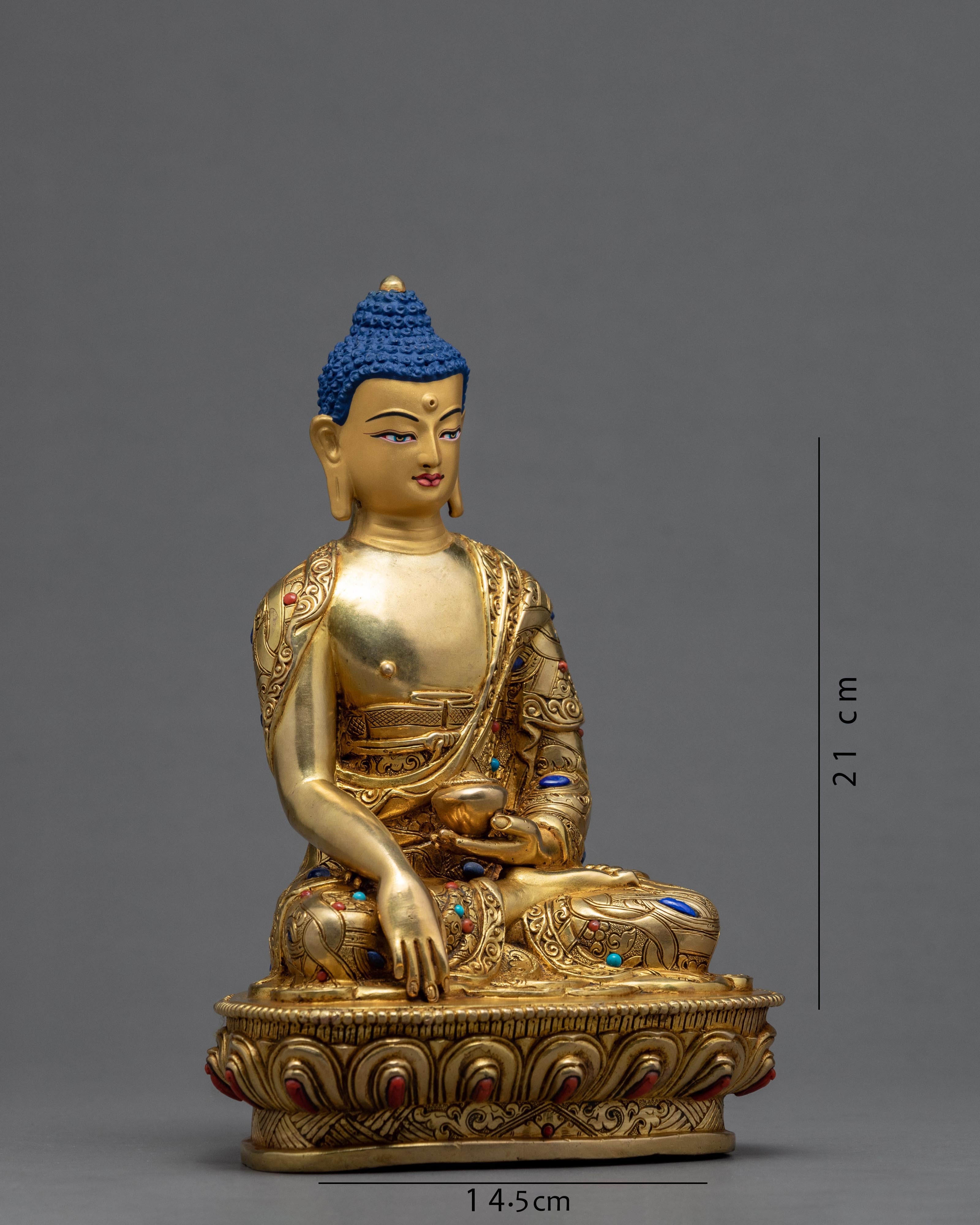 Shakyamuni Buddha Statue | Buddhist Art Sculpture | 24K Gold Gilded