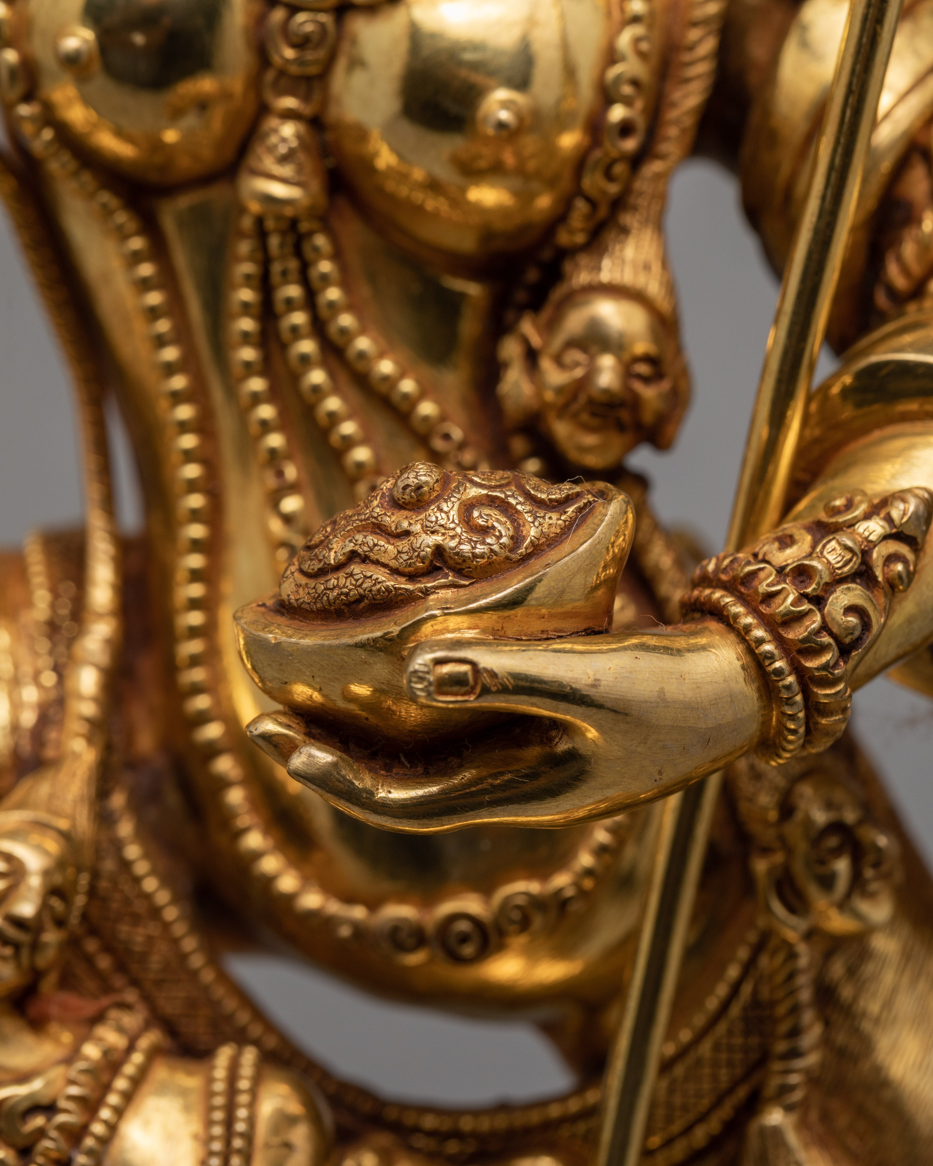 Singhamukha Statue | Dakini Statue Glided With Gold | Himalayan Sculpture