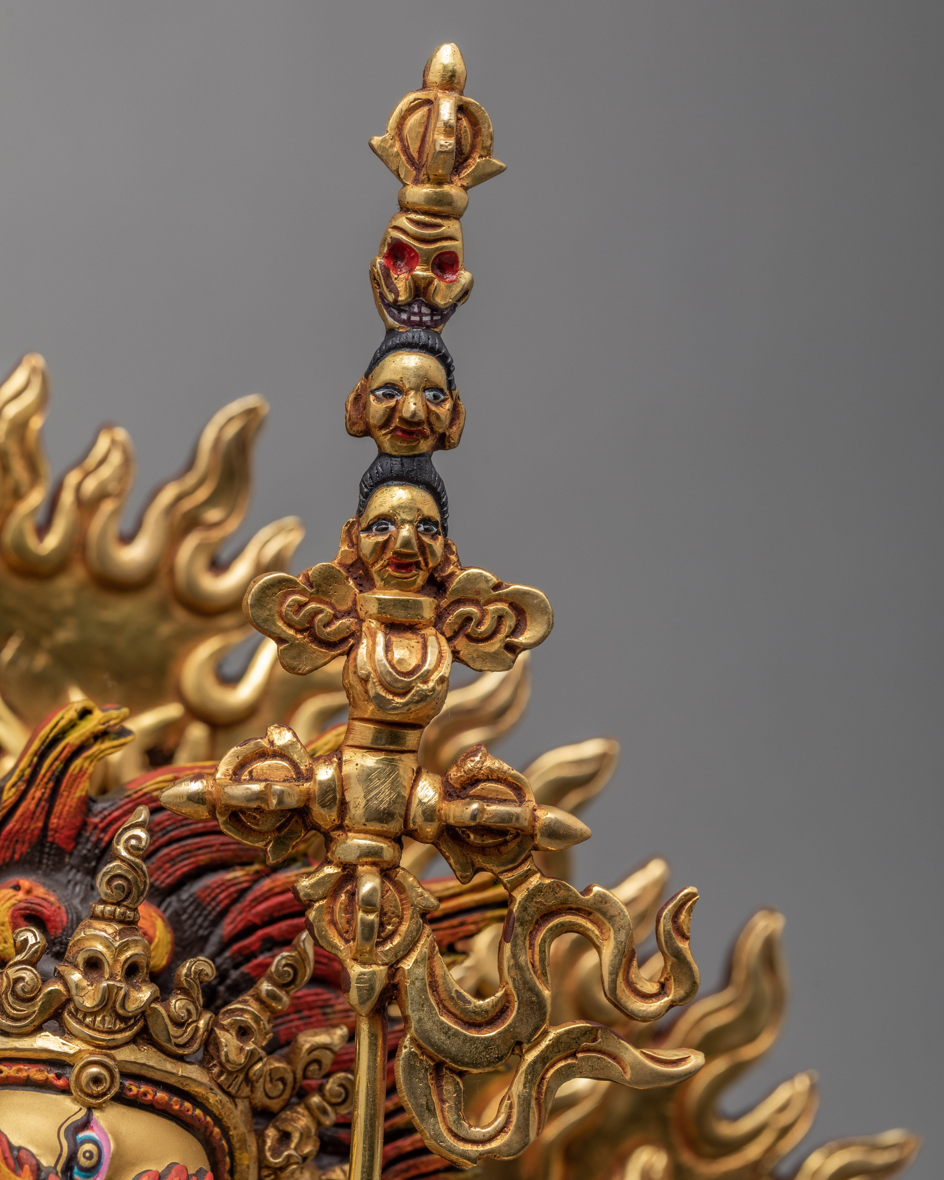 Singhamukha Statue | Dakini Statue Glided With Gold | Himalayan Sculpture