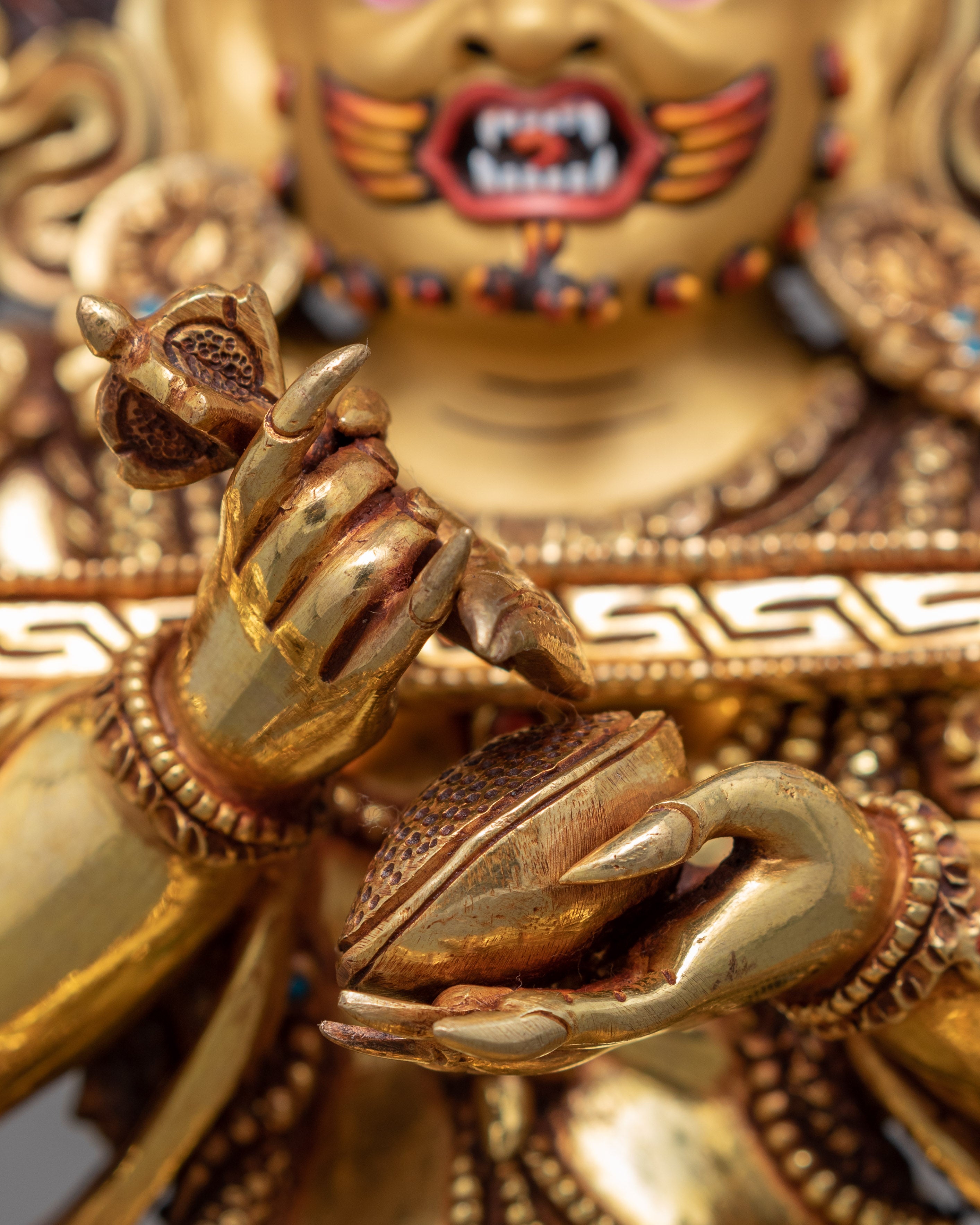 Sakya Mahakala Sculpture | Traditionally Hand Painted Statue