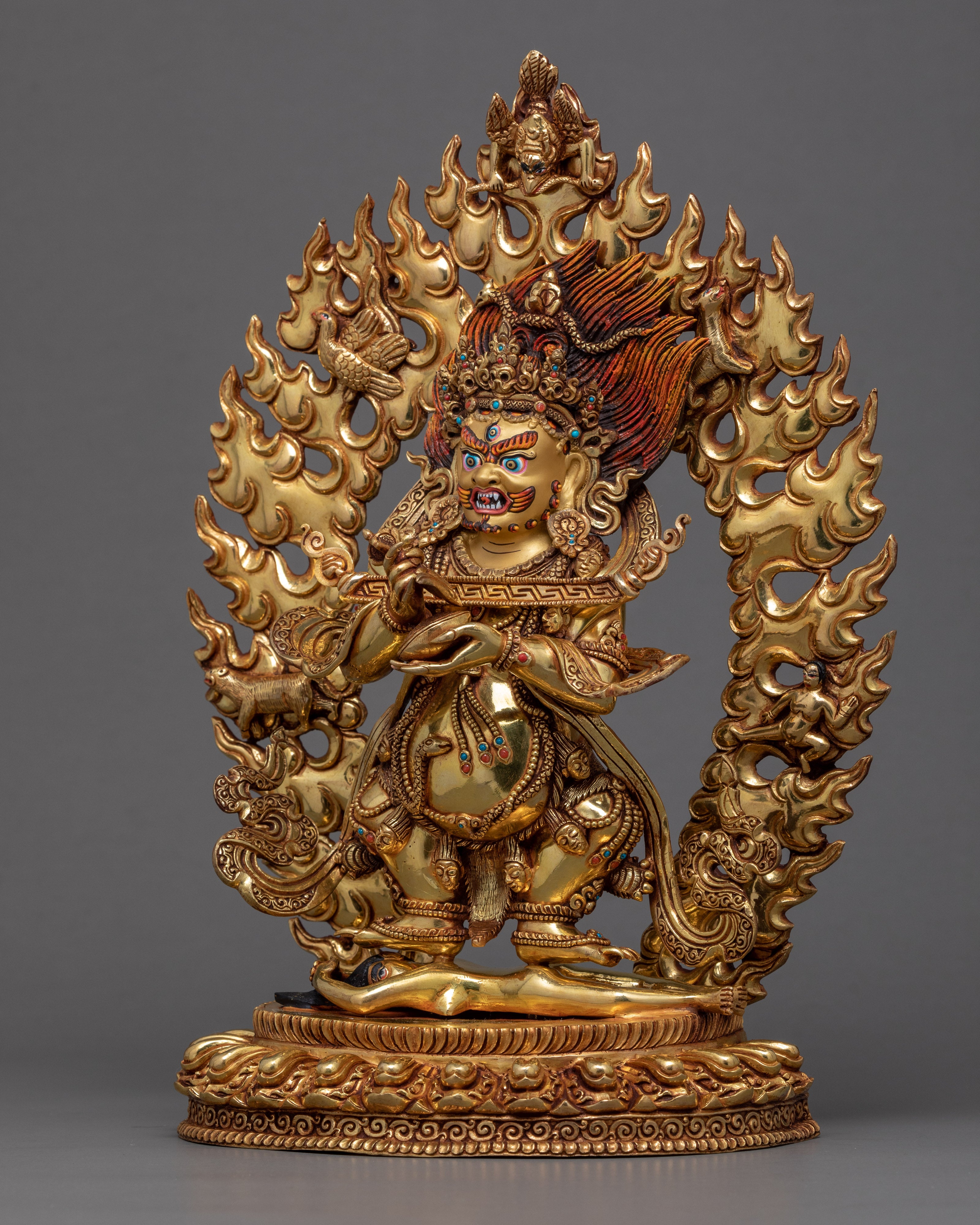 Sakya Mahakala Sculpture | Traditionally Hand Painted Statue