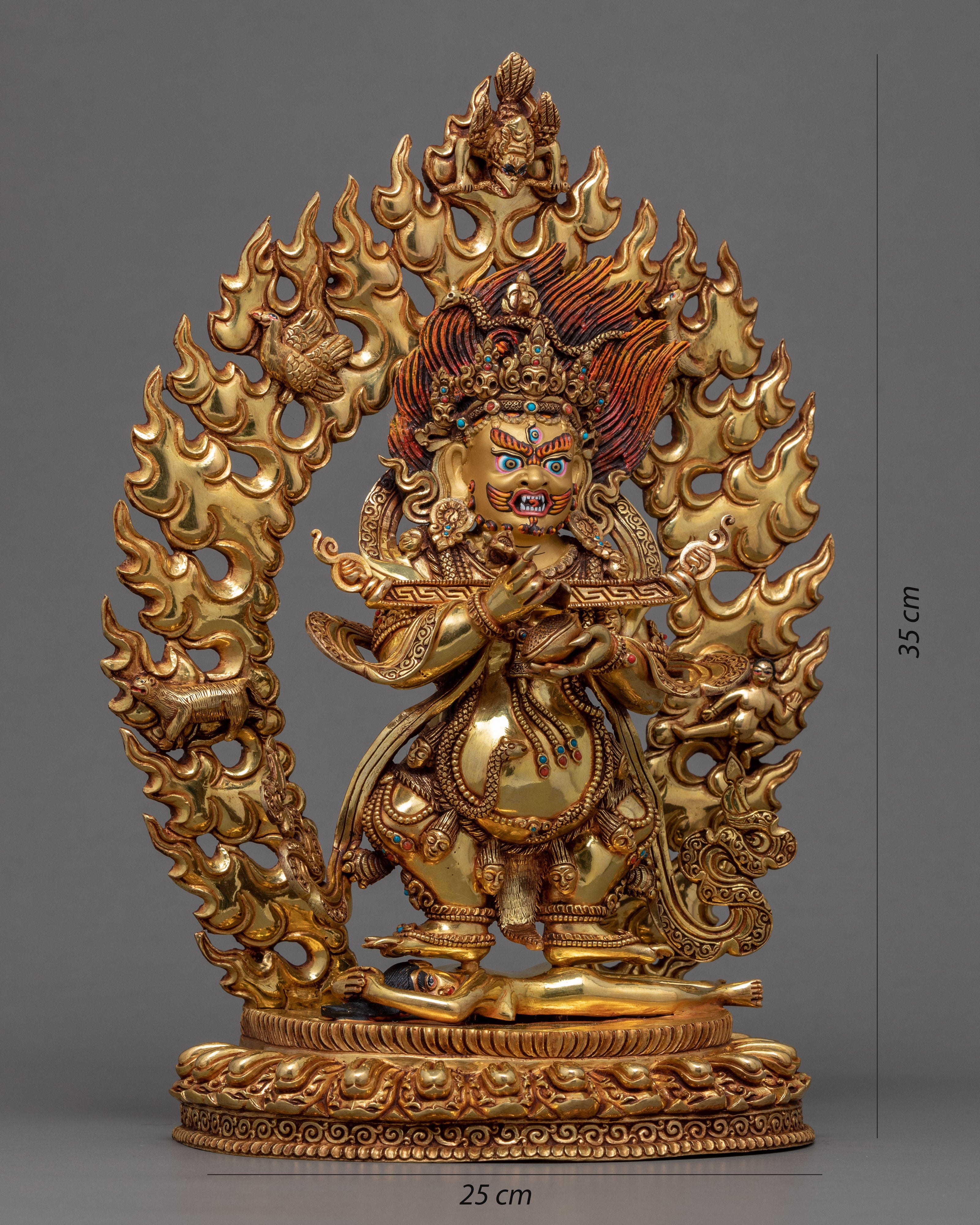 Sakya Mahakala Sculpture | Traditionally Hand Painted Statue