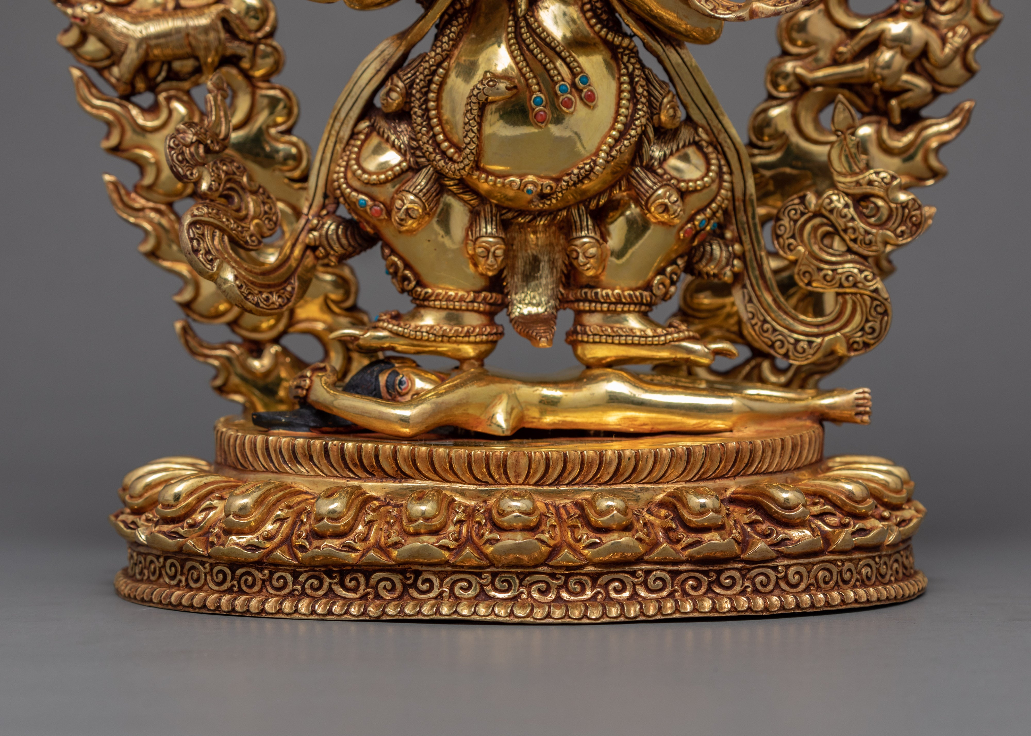 Sakya Mahakala Sculpture | Traditionally Hand Painted Statue